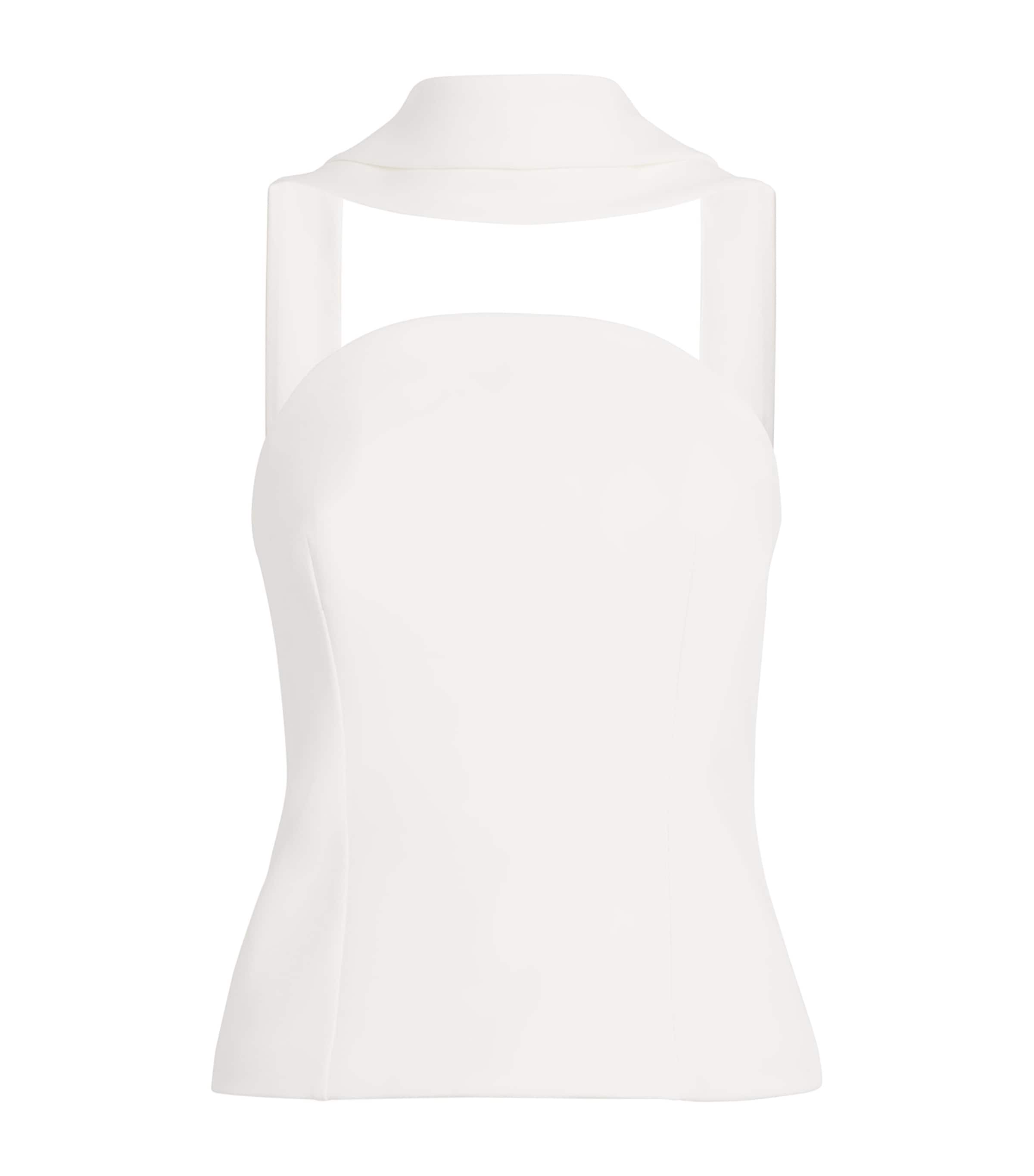 Roland Mouret Womens Bustier Moon Top with Scarf Cream Image 1