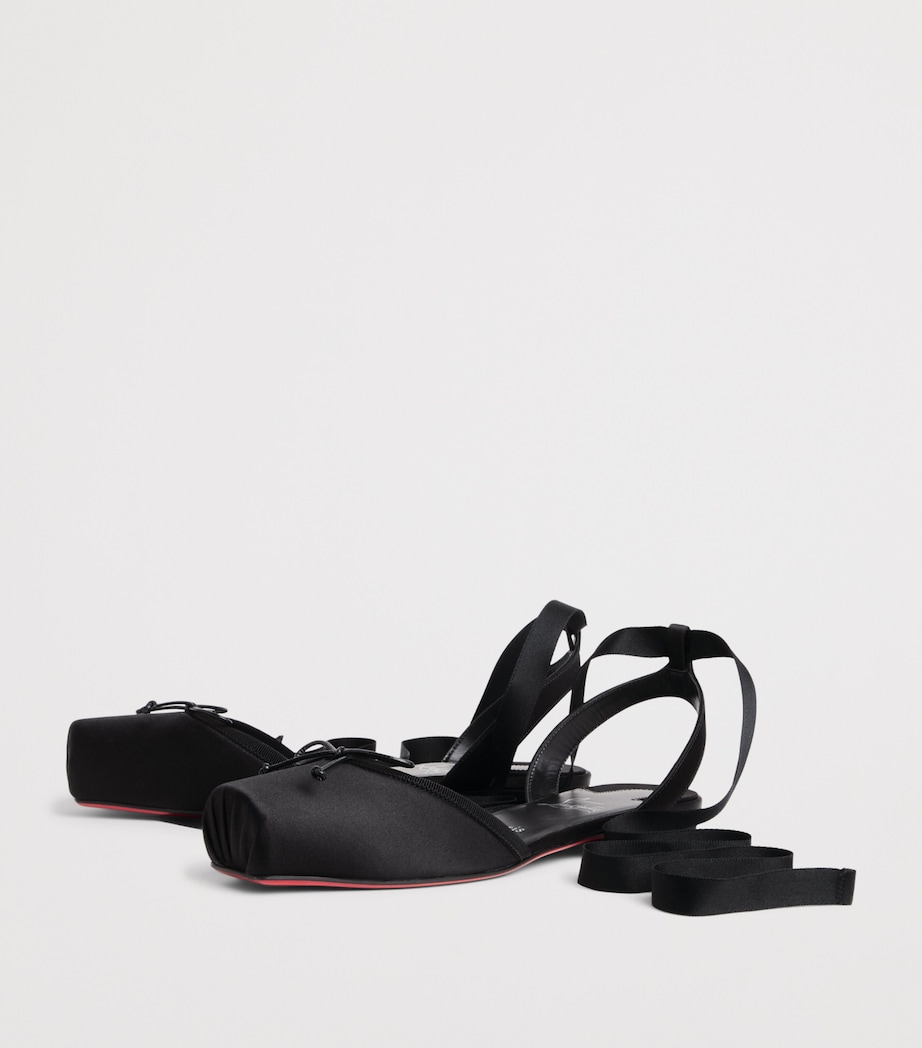 Christian Louboutin Cassia Lace-Up Satin Ballet Flats Image 3