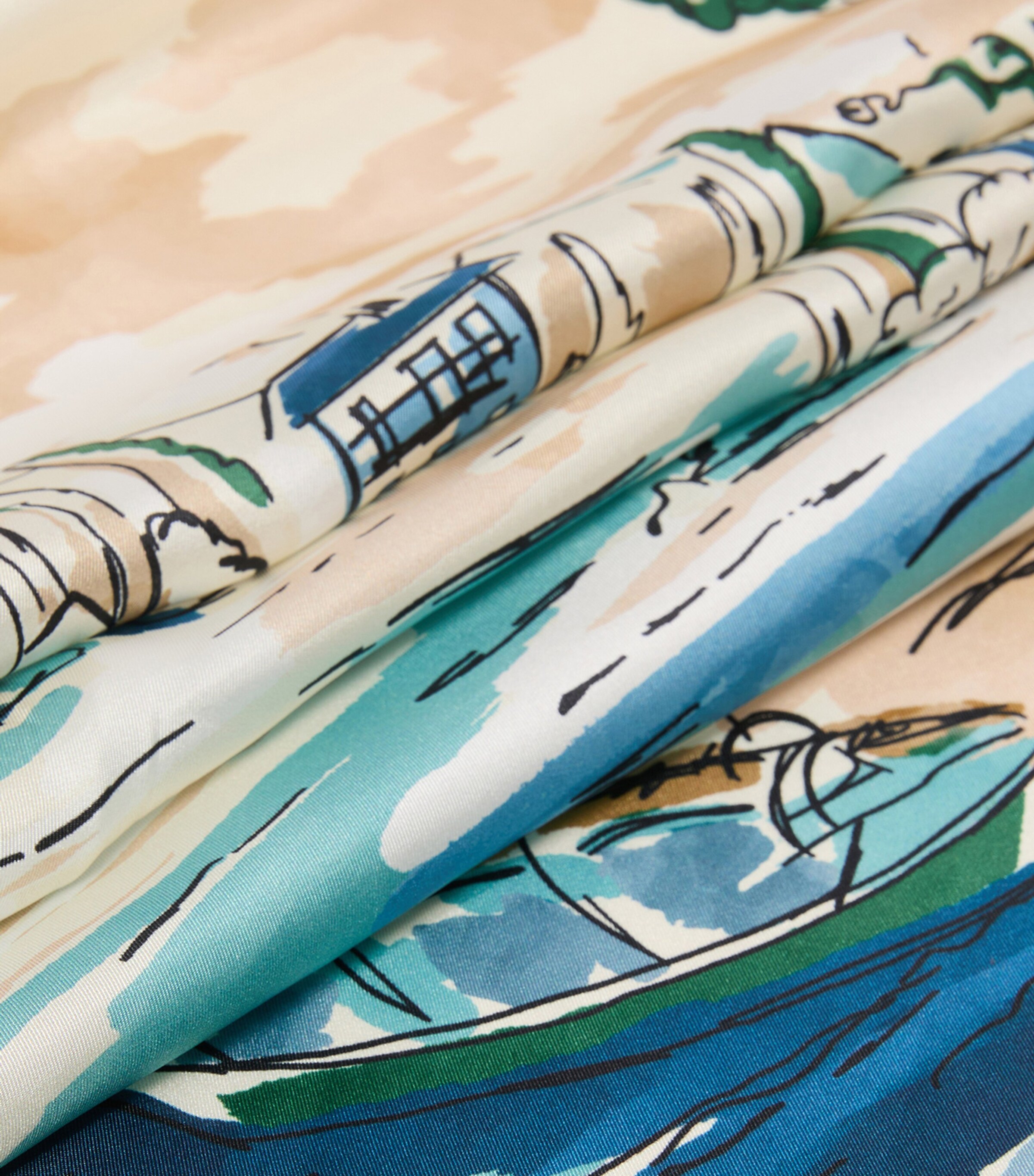 Weekend Max Mara Silk Lake Print Scarf China Blue Image 4