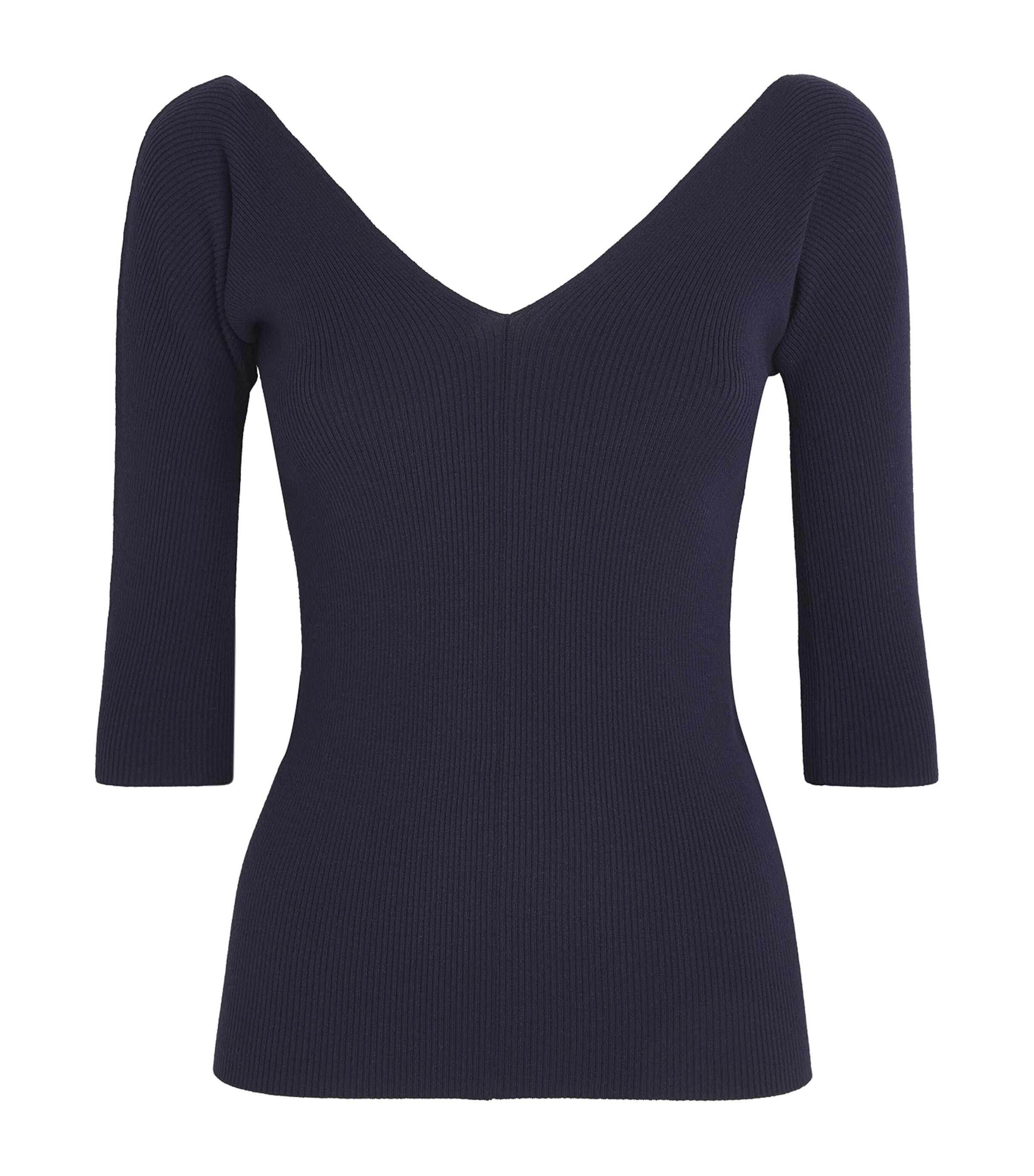 Shop Weekend Max Mara V-neck Ribbed Top In Blue