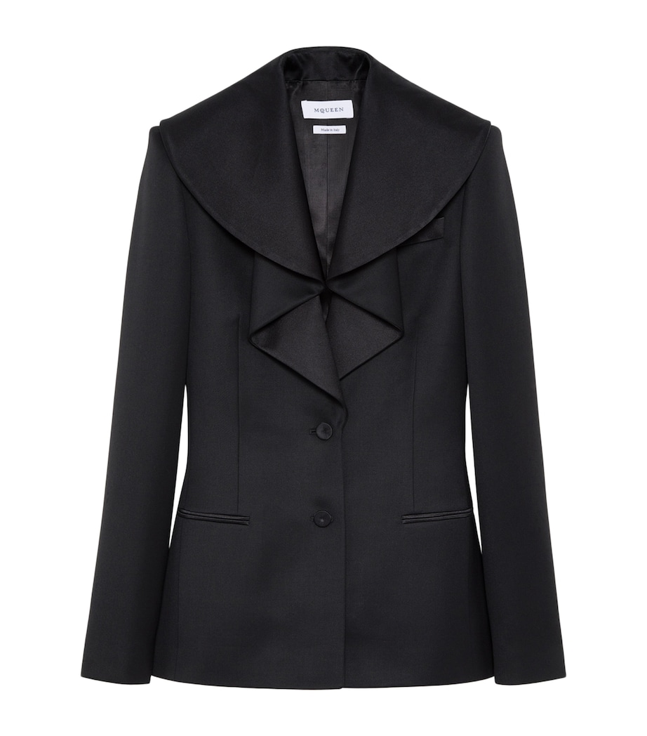 McQueen Womens Wool Waterfall-Collar Blazer Image 1