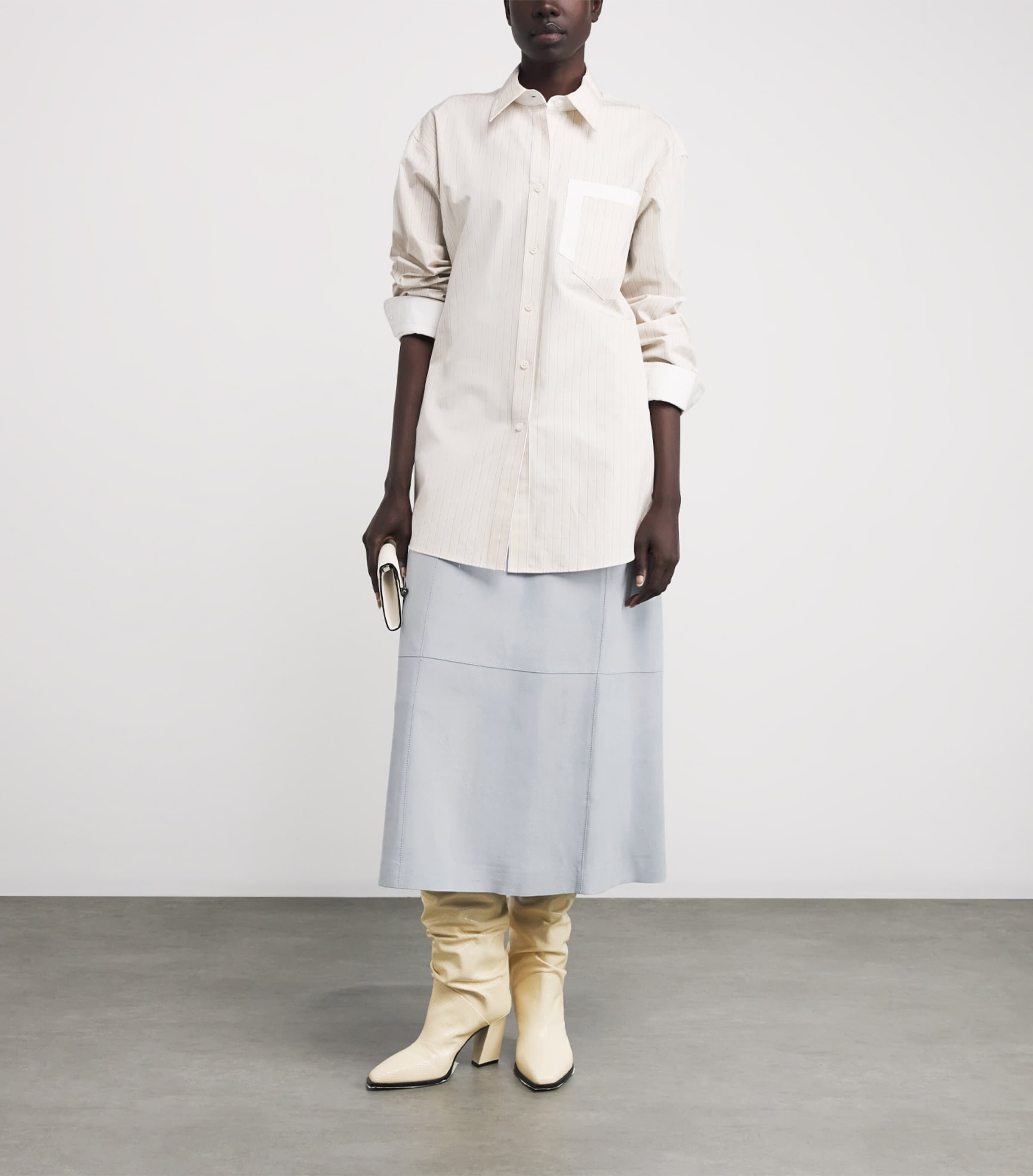 Suede A-Line Midi Skirt GLACIER BLUE Image 2