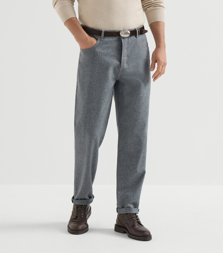 Brunello Cucinelli Mens Virgin Wool Flannel Tailored Trousers Image 3