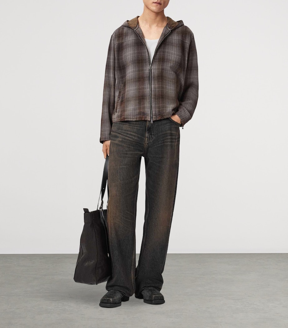 AllSaints Mens Santo Zip-Up Hoodie Shale Grey Image 5