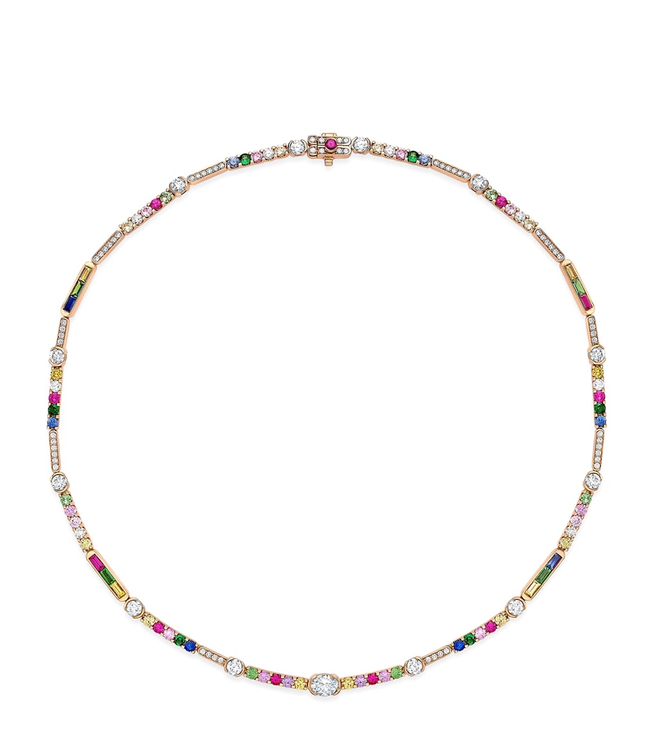 Boodles Rose Gold, Diamond, Sapphire, Ruby and Tsavorite Play of Light Chelsea Necklace Rose Gold Image 1