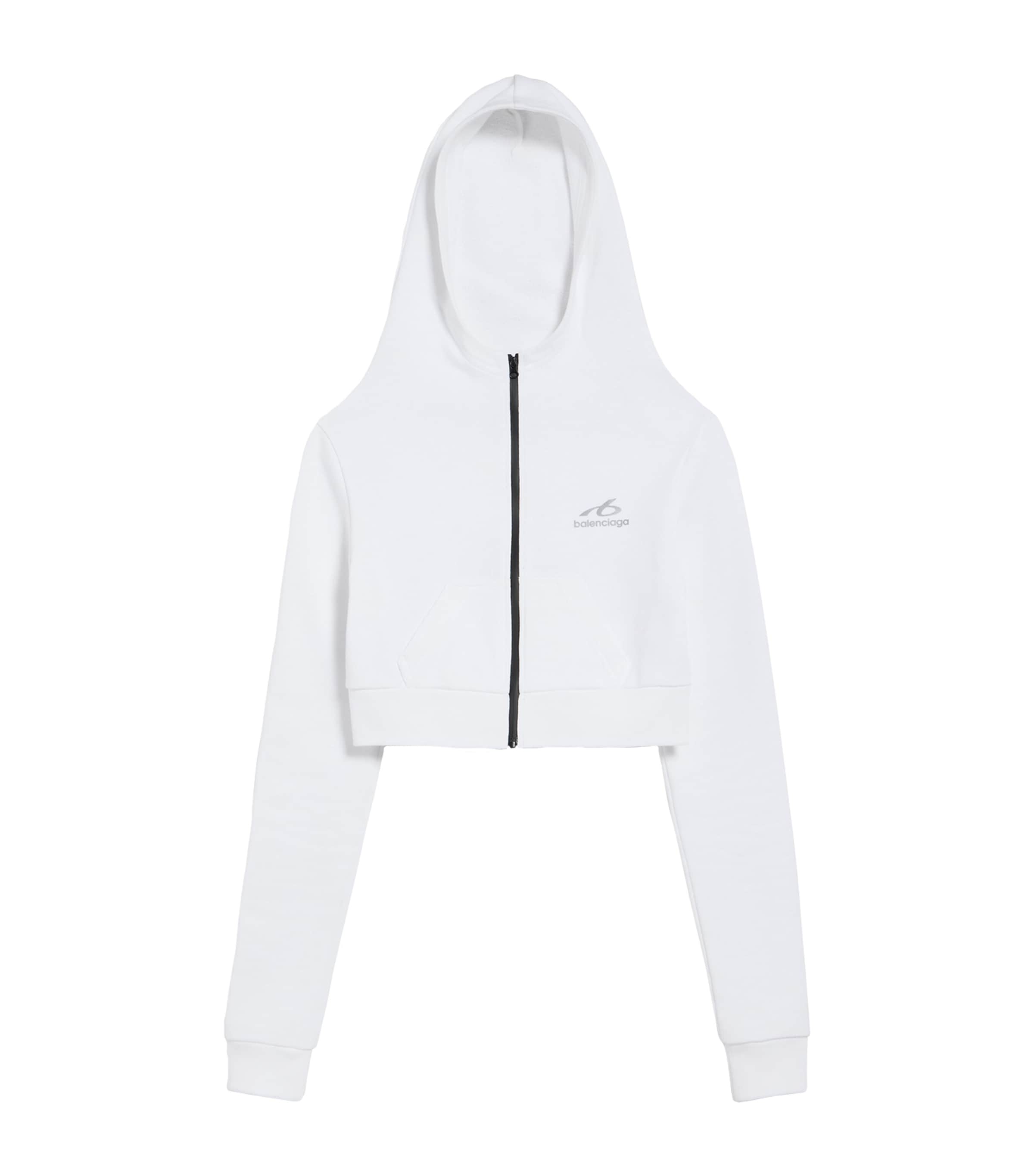 Balenciaga White Cropped Zip-Up Hoodie | Harrods US