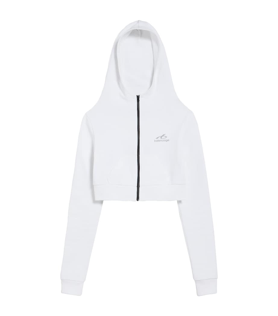 Balenciaga Womens Cropped Zip-Up Hoodie Image 1