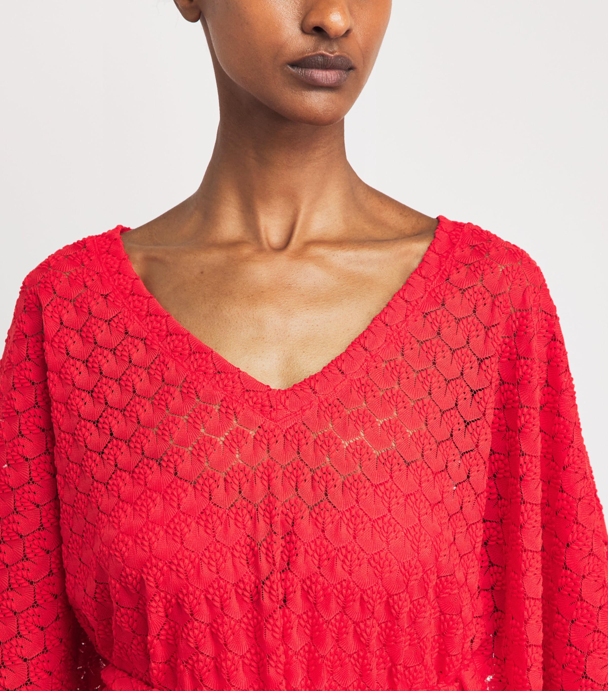 Melissa Odabash Womens Crochet Tie-Waist Petra Kaftan Red Image 5
