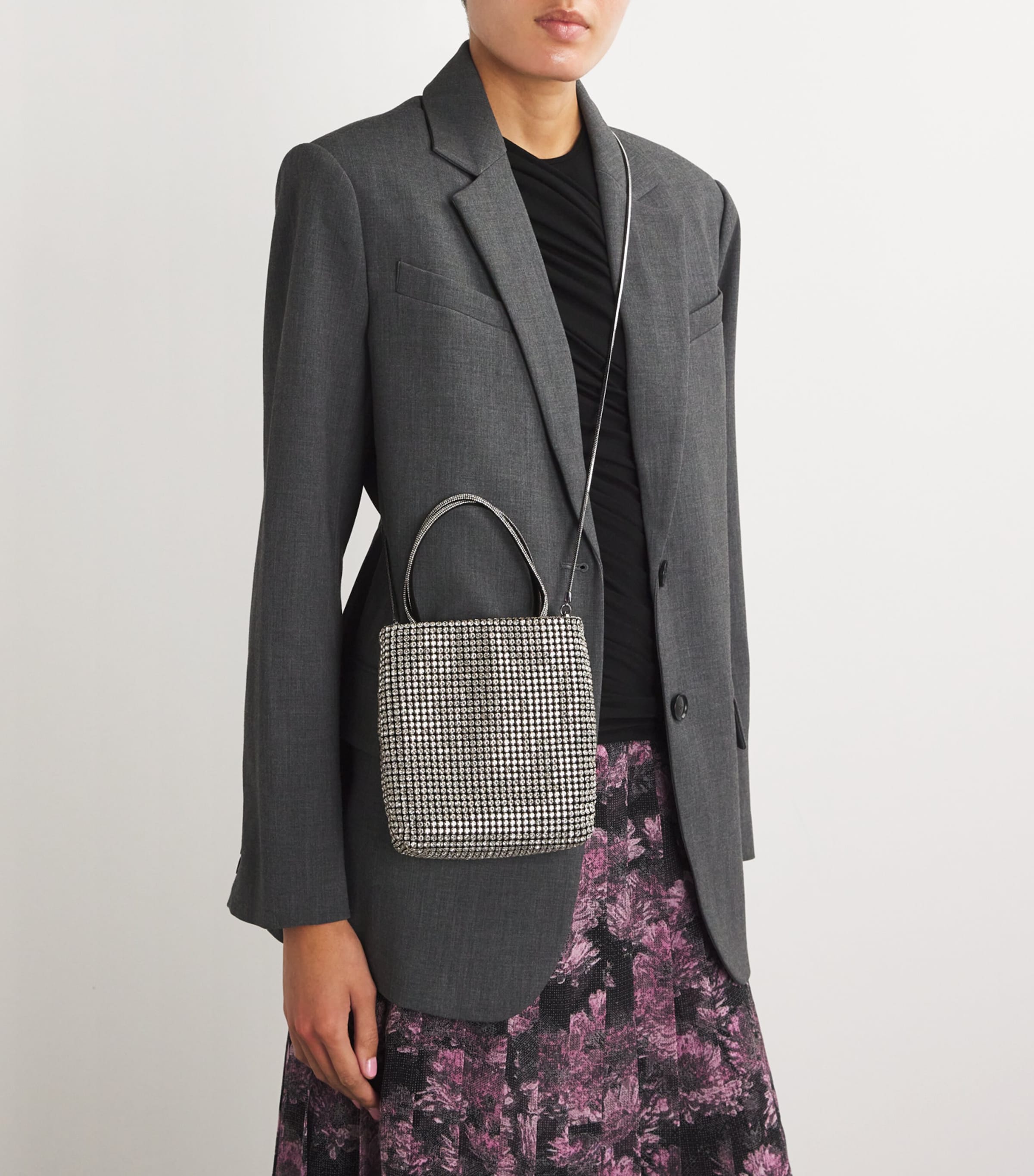 Tory Burch Silver Mini Embellished Night Owl Tote Bag | Harrods US