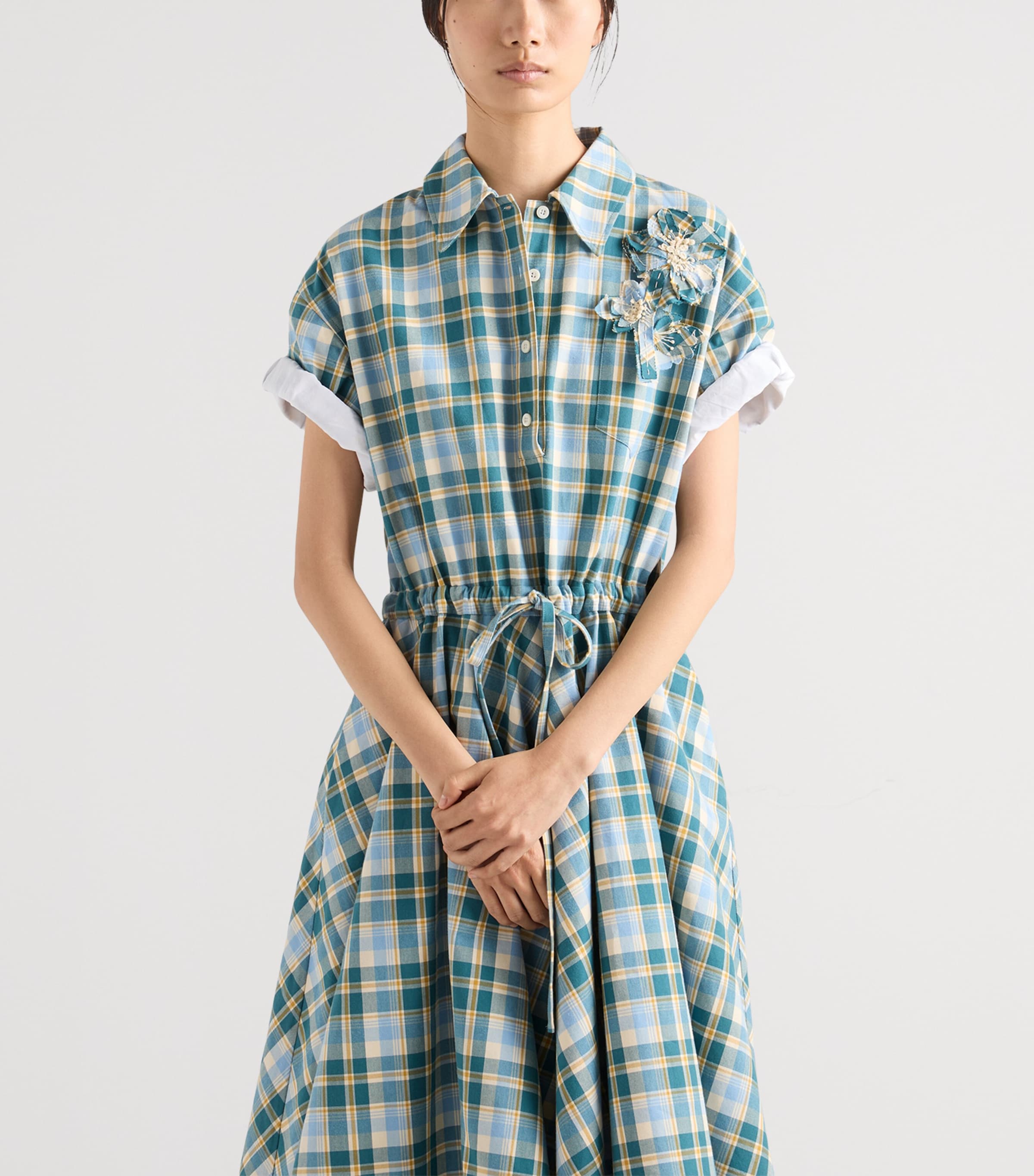 Prada Womens Cotton Check Shirt Dress Image 4