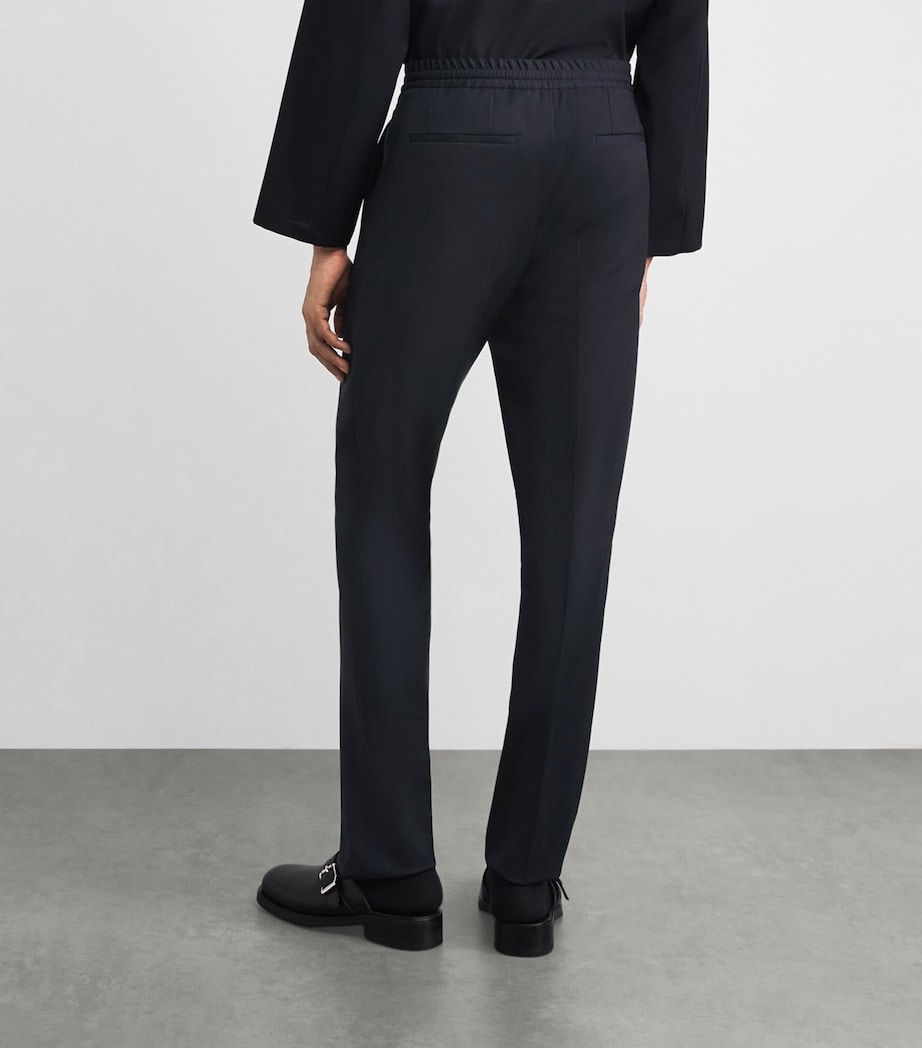 Lardini Mens Wool Drawstring Straight Trousers Navy Image 5