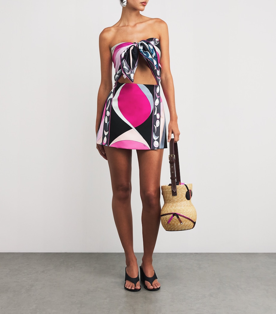 Silk Reversible Pesci Print Scarf 001 NERO/FUXIA Image 2