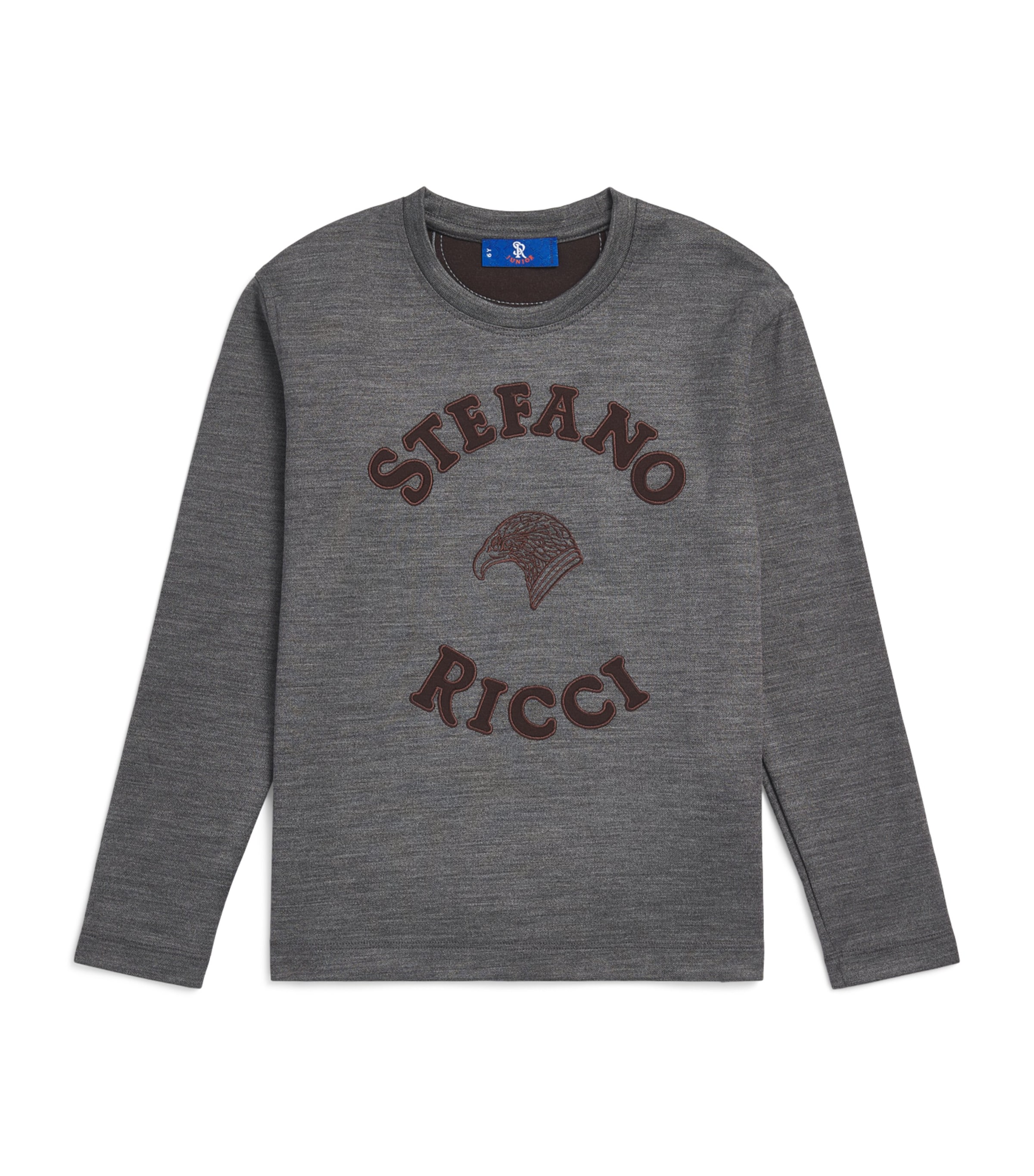 Stefano Ricci Kids Cotton-Silk Logo Long-Sleeve T-Shirt (4-16 Years) Dark Greyc. Image 1