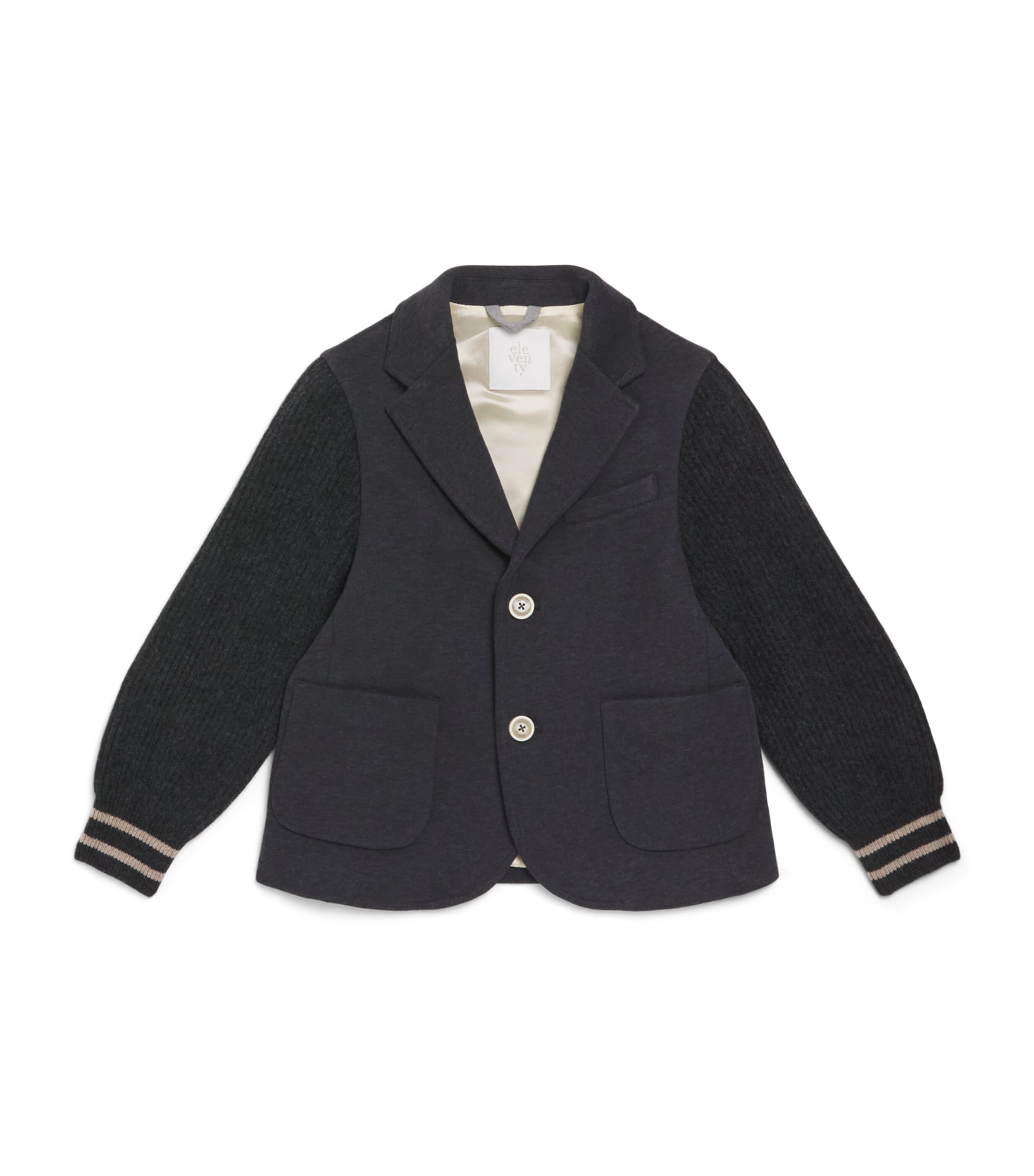 Eleventy Kids Cotton-Cashmere Knitted Blazer (2-16 Years) Antracite Mel Image 1