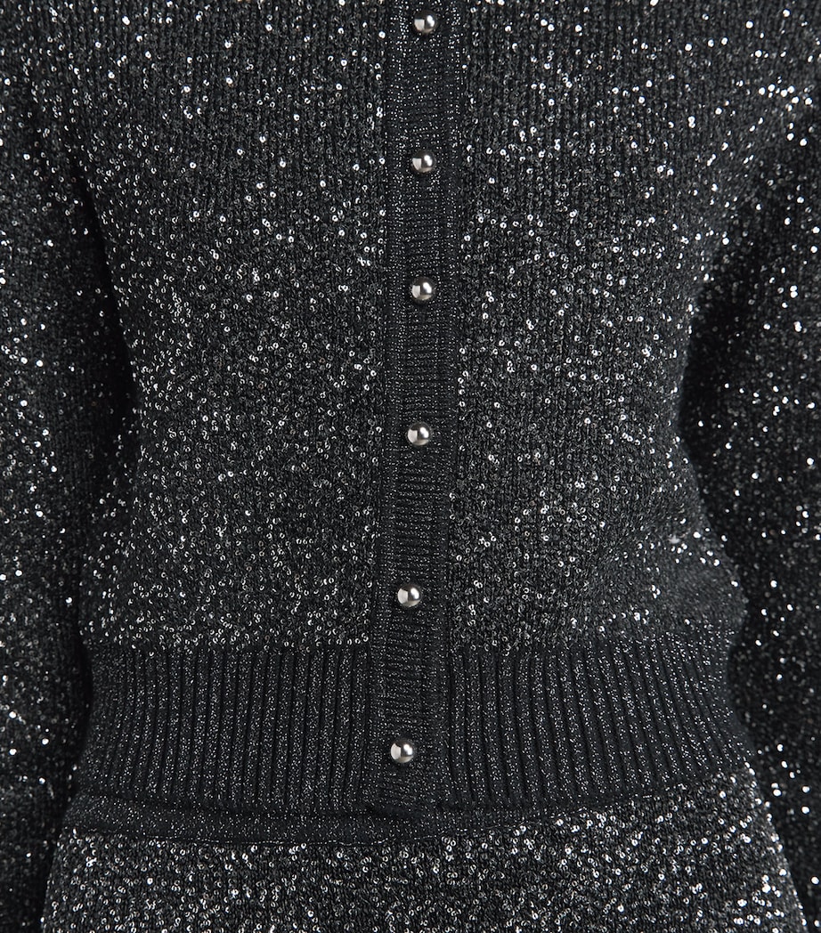 Toccin Womens Knitted Sequin Mollie Cardigan Onyx Image 3