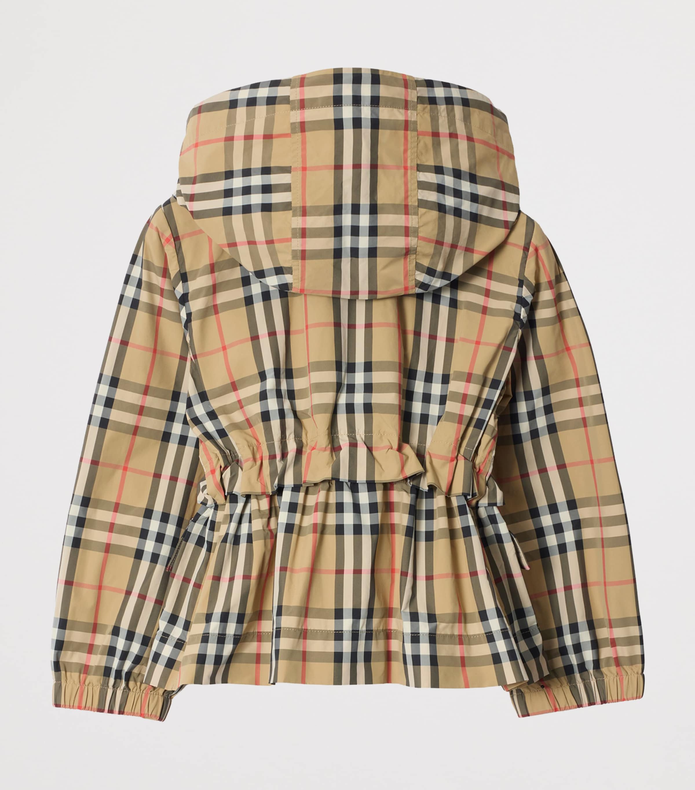 Burberry Kids Nylon Check Hooded Jacket (3-12 Years) Sand Ip Check Image 2