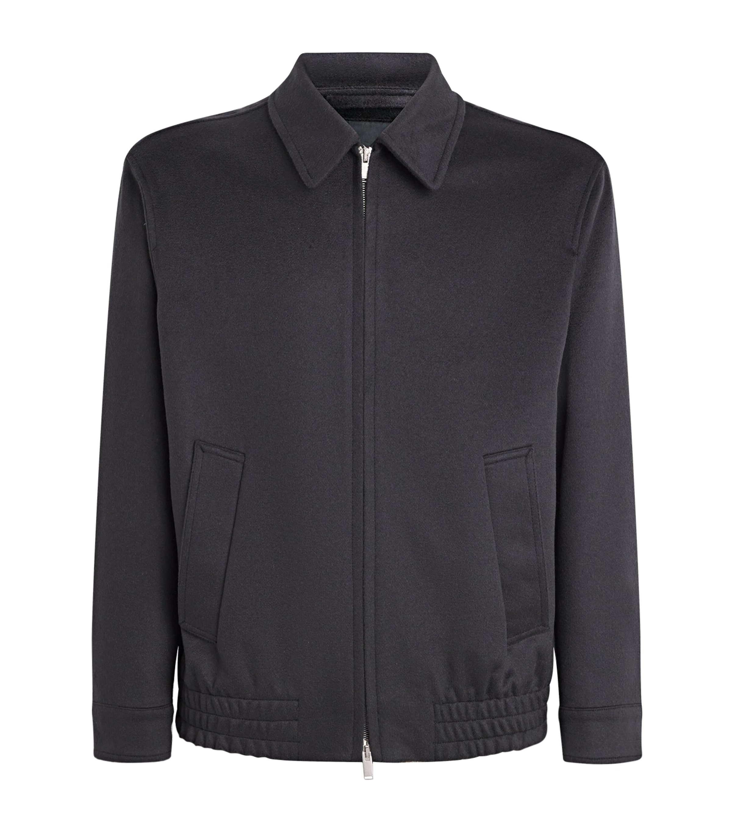 Cashmere-Wool Bomber Jacket 850-NAVY Image 1