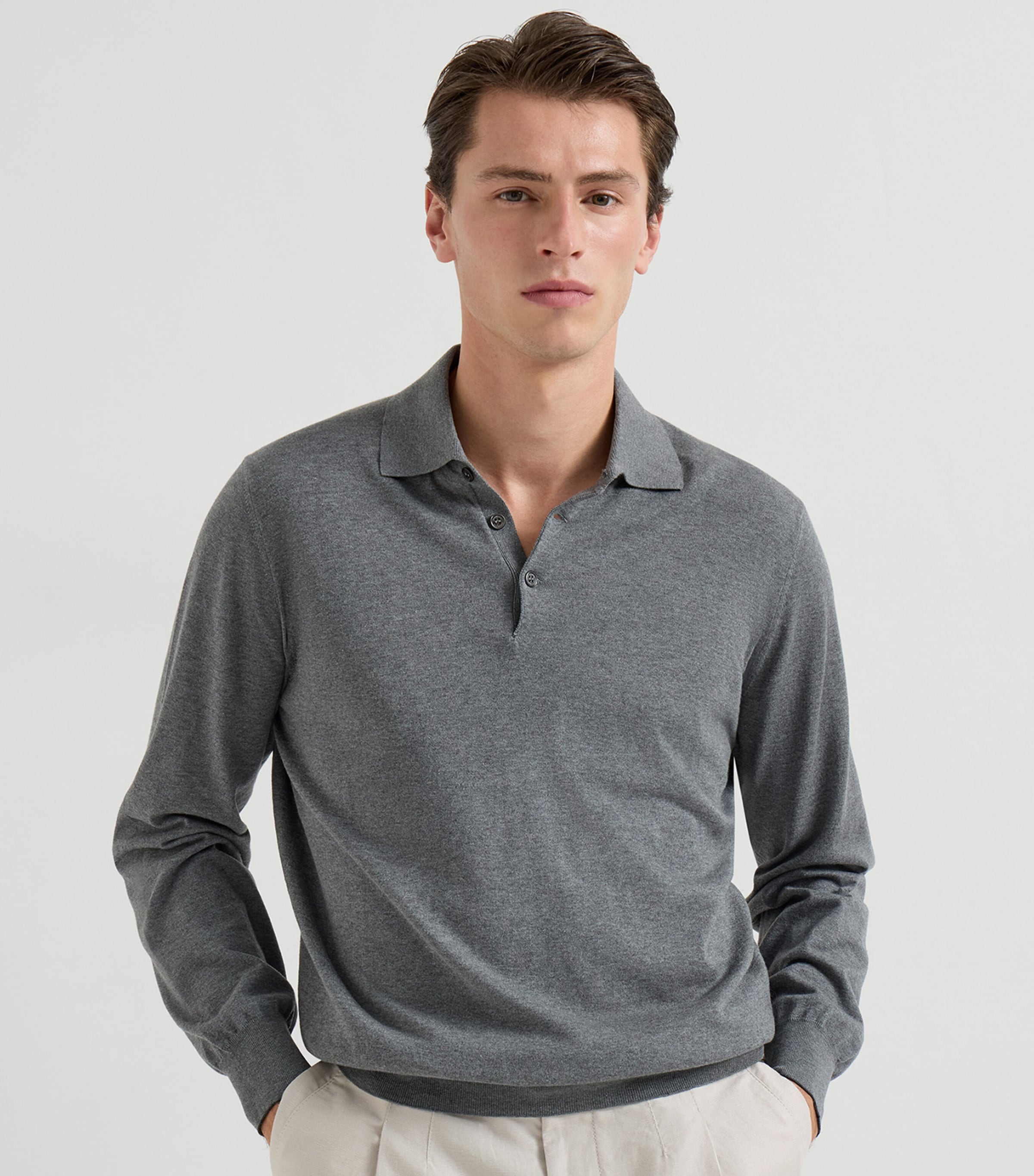 Brunello Cucinelli Mens Cotton Polo Sweater Image 3