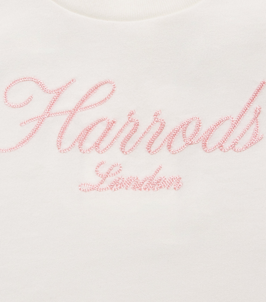 Harrods Cotton Logo T-Shirt (0-18 Months) Ivory Image 3