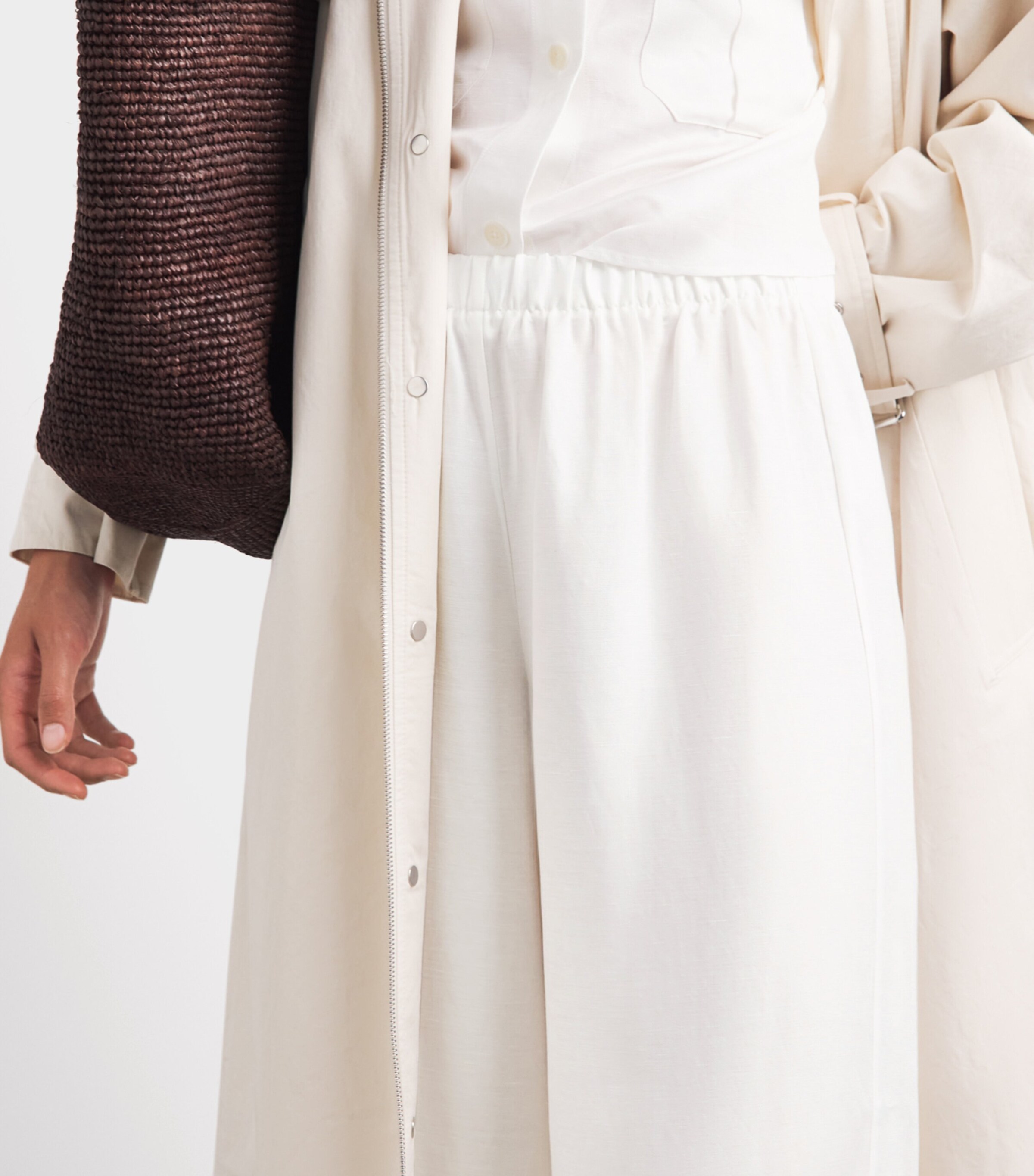ANINE BING Womens Wide-Leg Rosyln Trousers Ivory Image 3