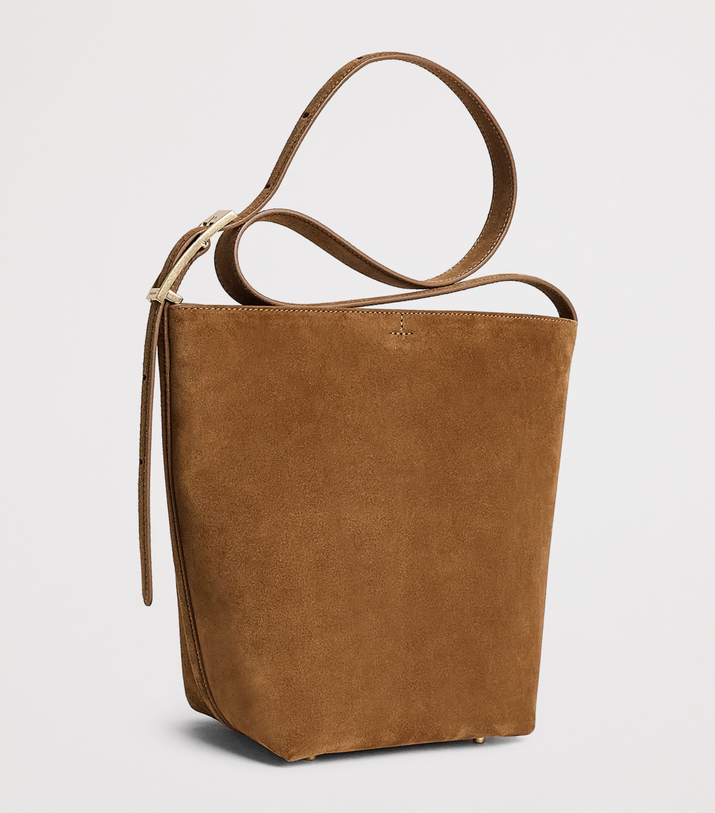 ANINE BING Medium Suede Elly Bucket Bag Tobacco Image 3