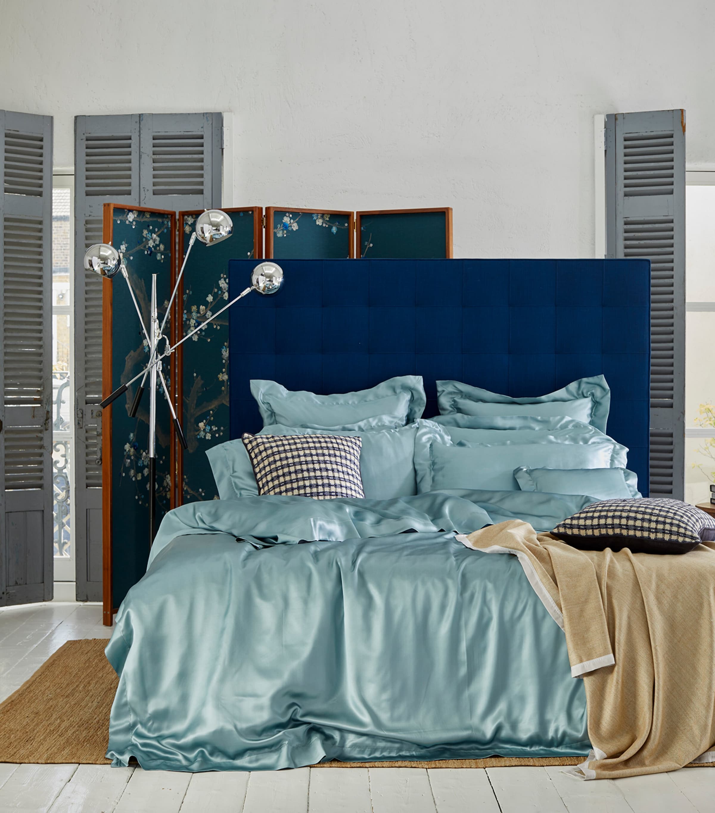 Gingerlily Silk Teal King Duvet Cover (225cm x 220cm) Green Image 2