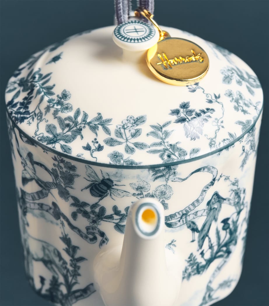 Harrods Fine Bone China Toile Teapot Tree Decoration Image 2