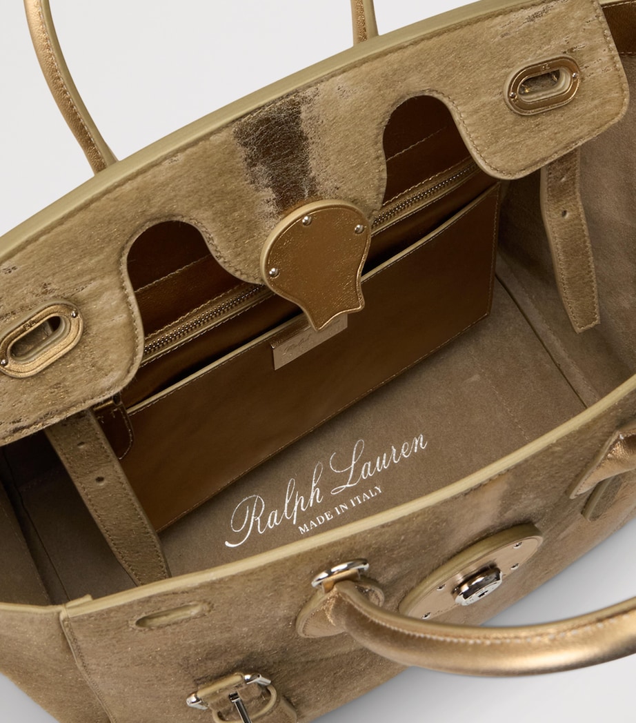 Ralph Lauren Collection Foiled Leather Extra-Soft Ricky 33 Top-Handle Bag Bronze Image 3