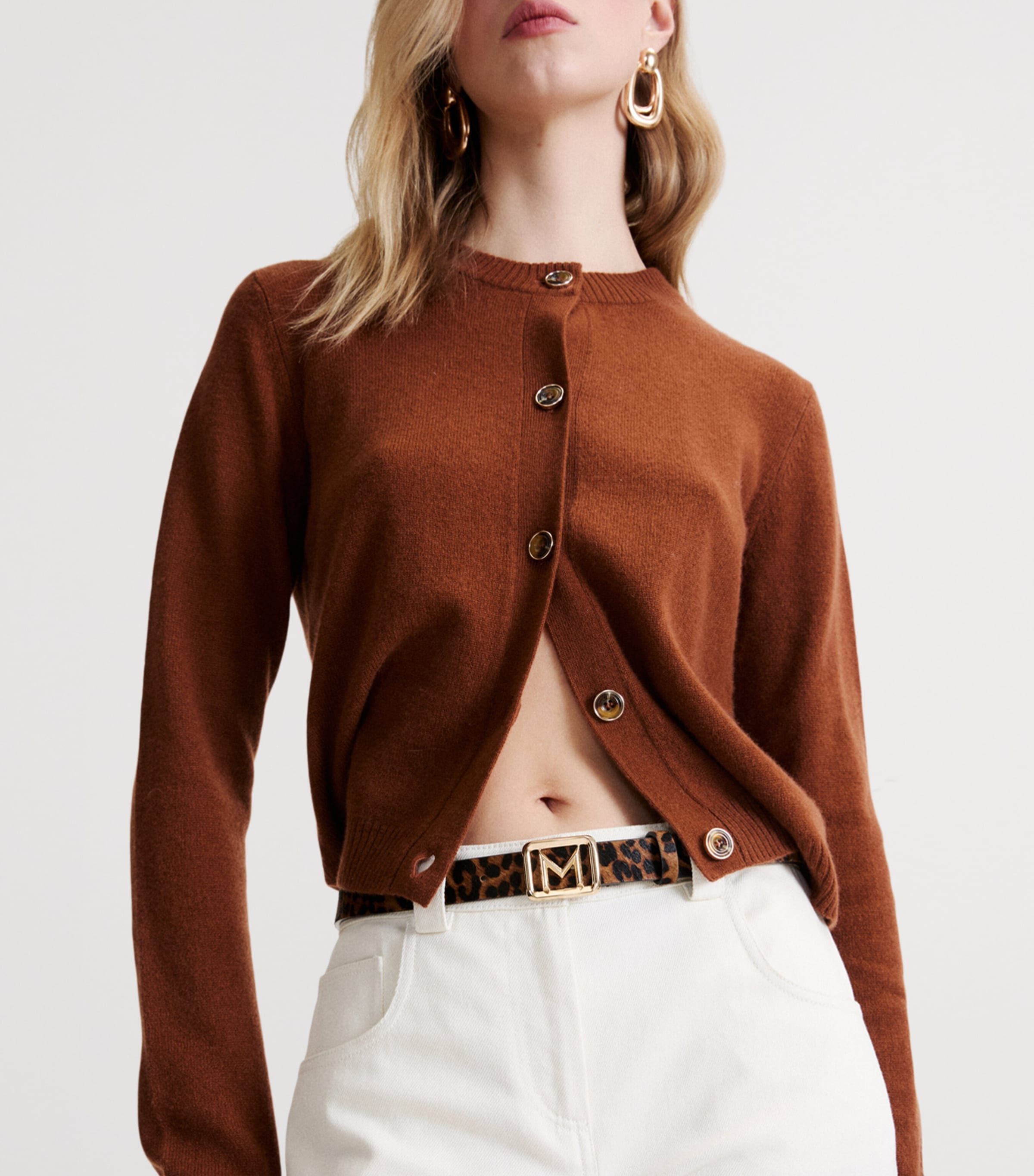 Marella Leather Leopard Print Belt Tobacco Image 2