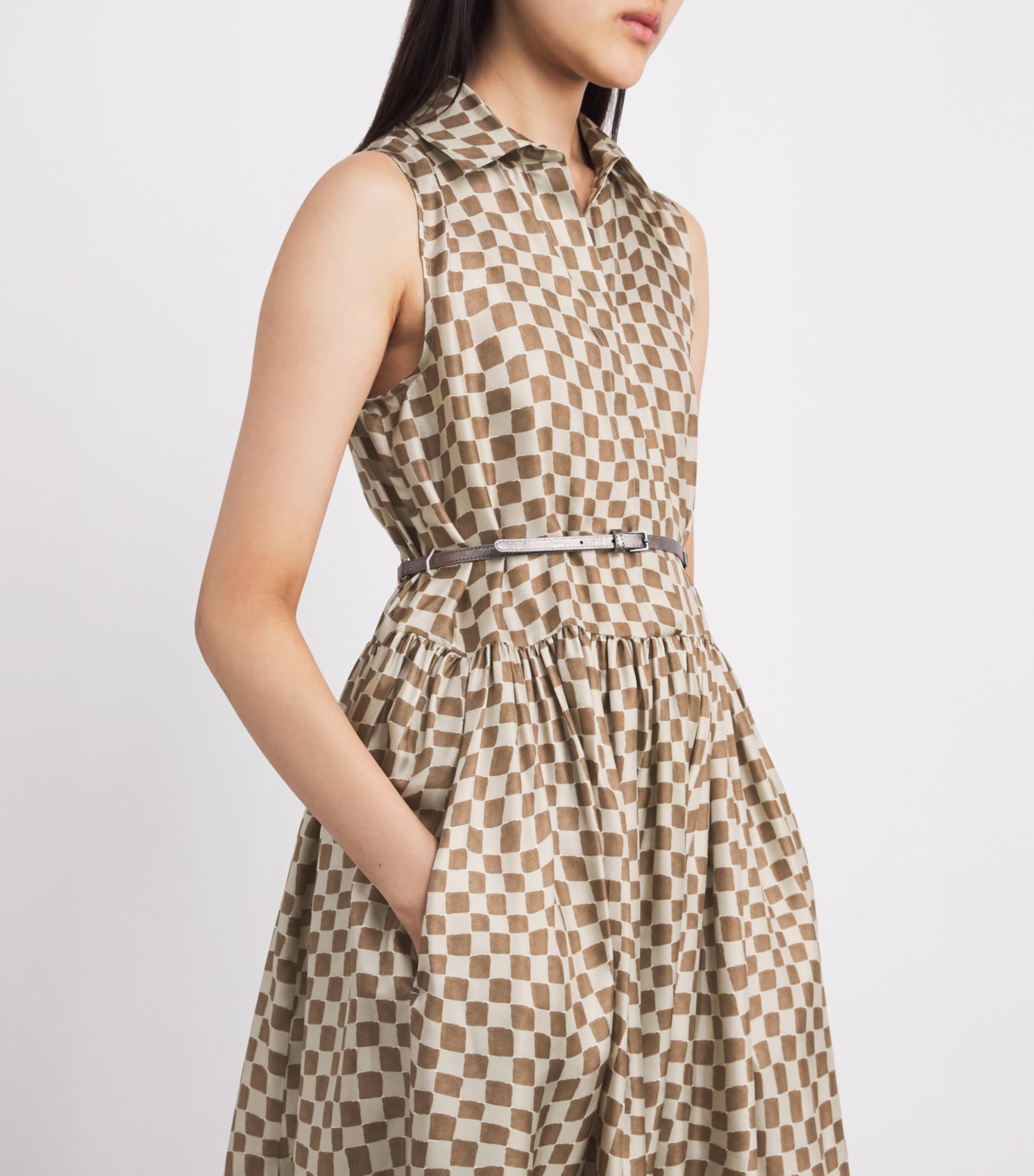 Silk Check Midi Dress ANTIQUE ROSE Image 6