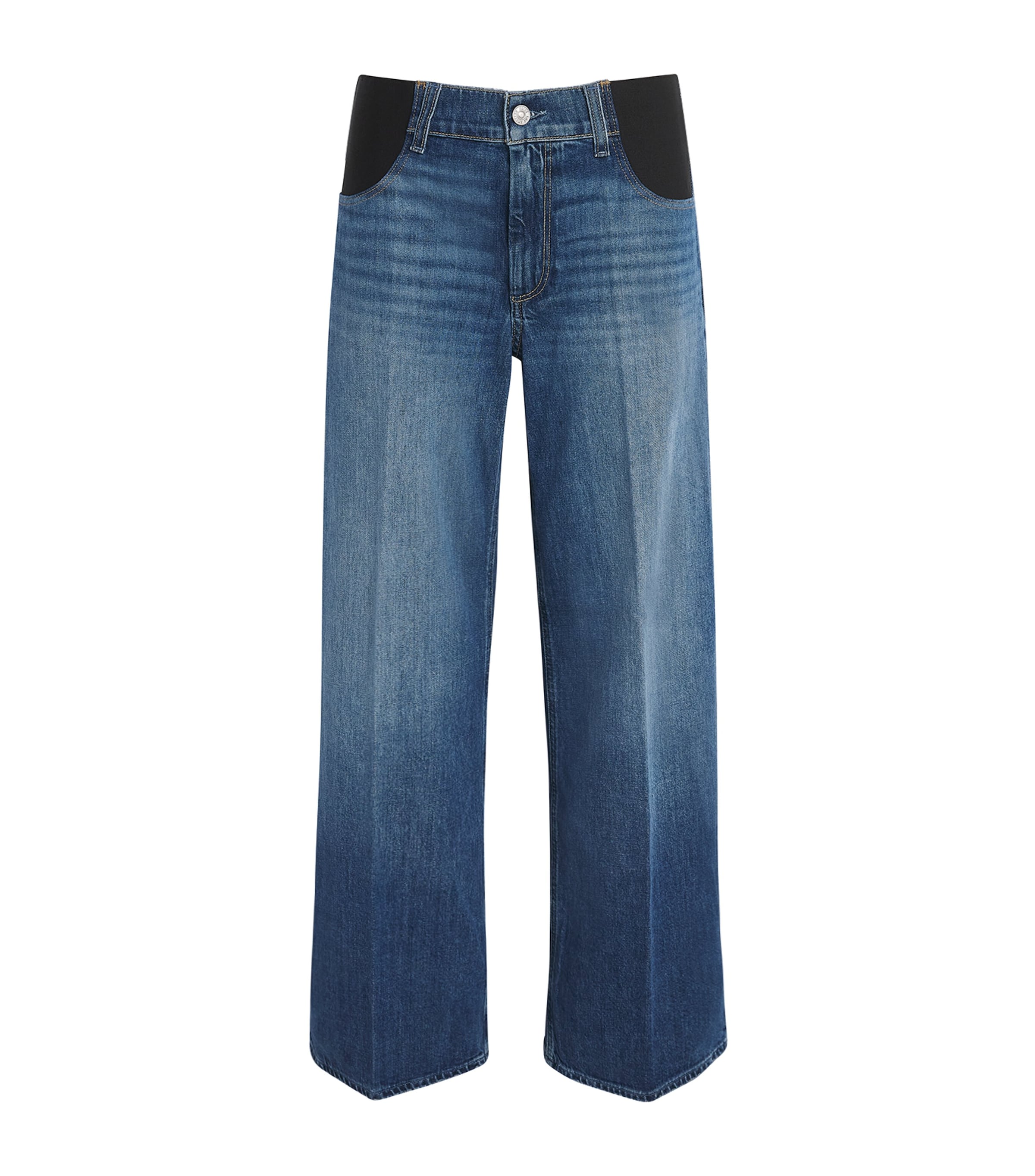 PAIGE Womens Sasha Wide-Leg Maternity Jeans Stefania Distressed Image 1