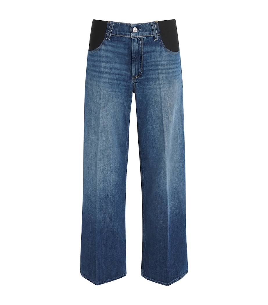 PAIGE Womens Sasha Wide-Leg Maternity Jeans Stefania Distressed Image 1
