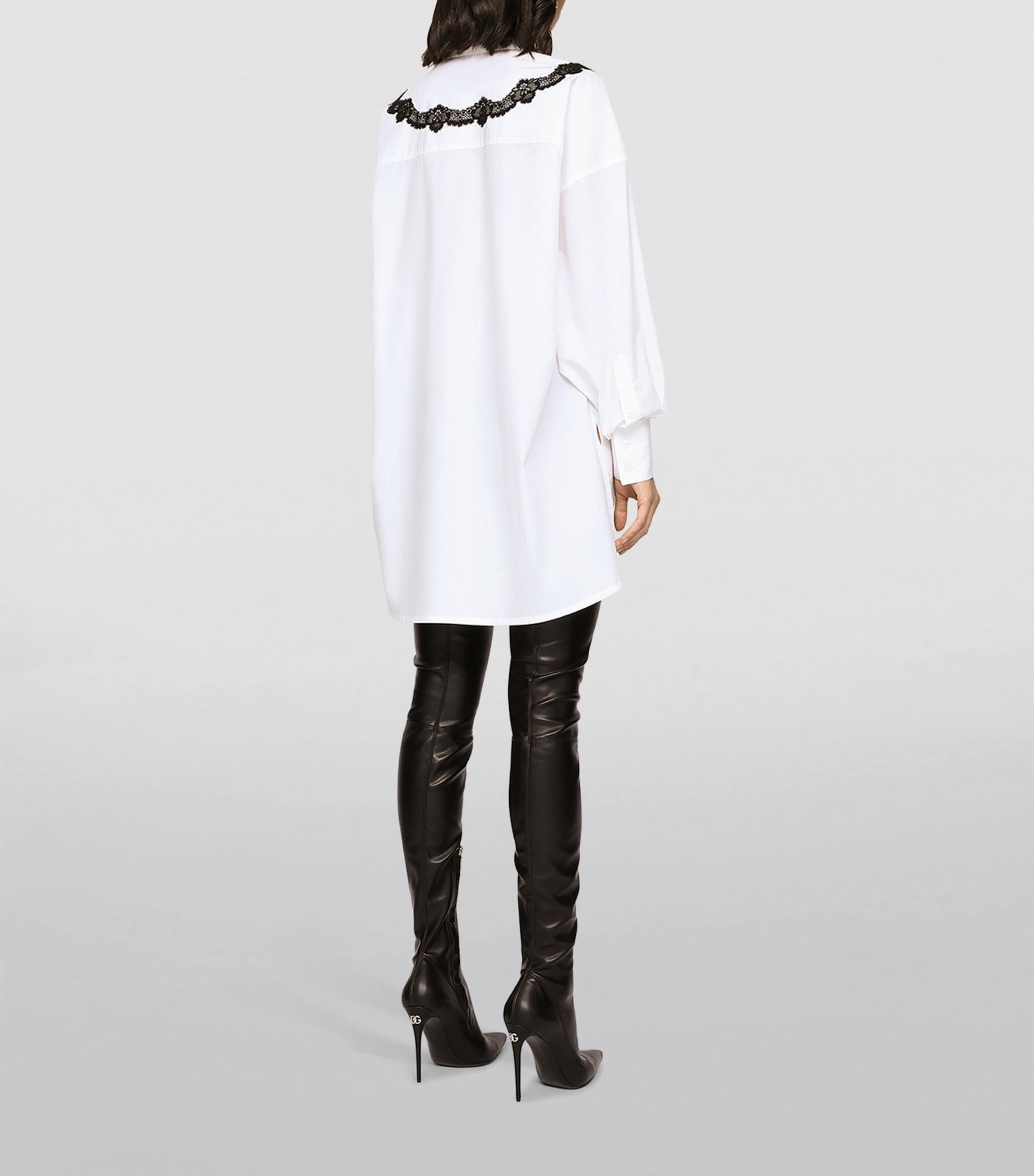 Lace-Detailed Shirt W0800-OPTICAL WHITE Image 4