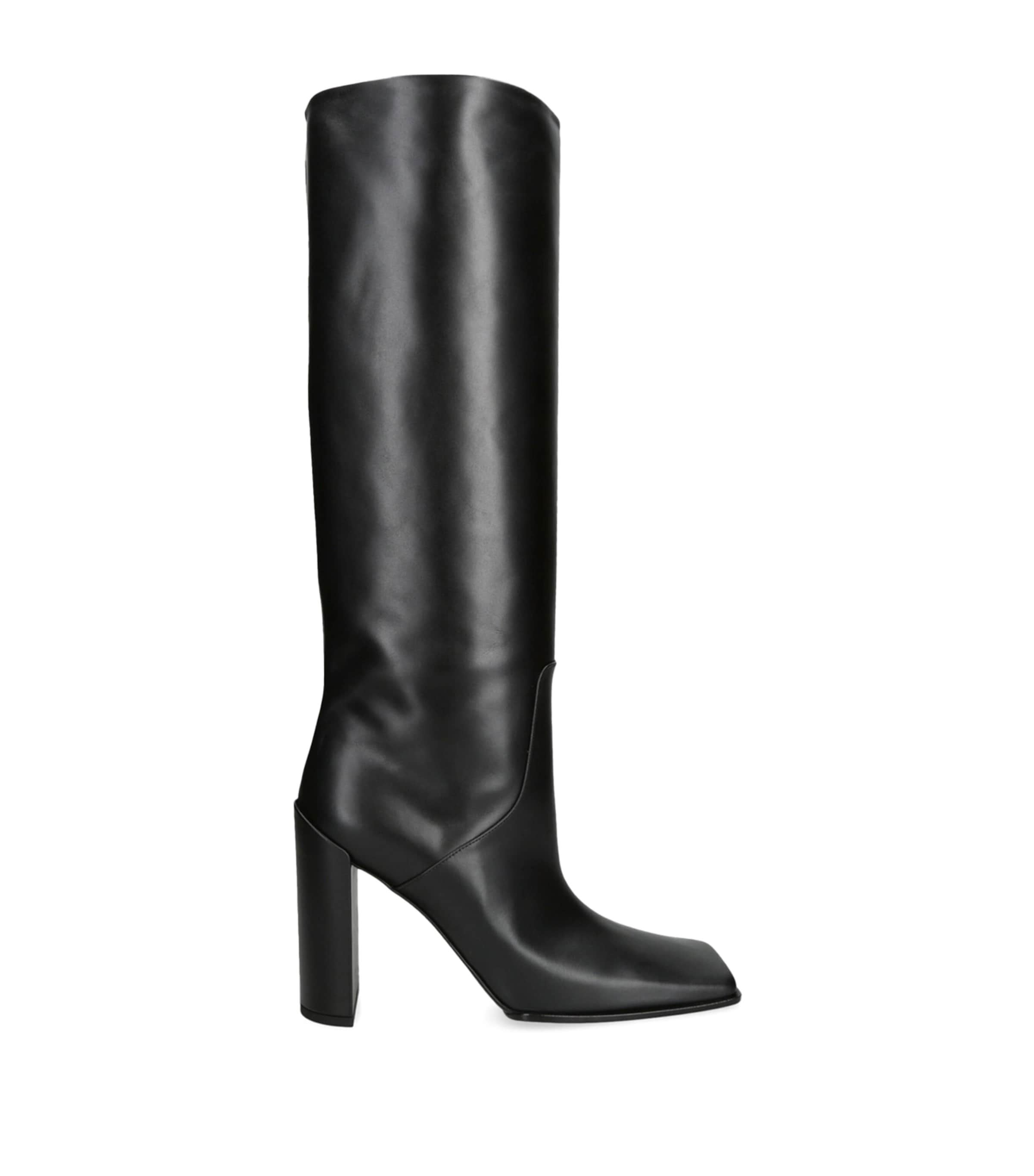 Alaïa Leather Square-toe Knee-high Boots 90 In Black