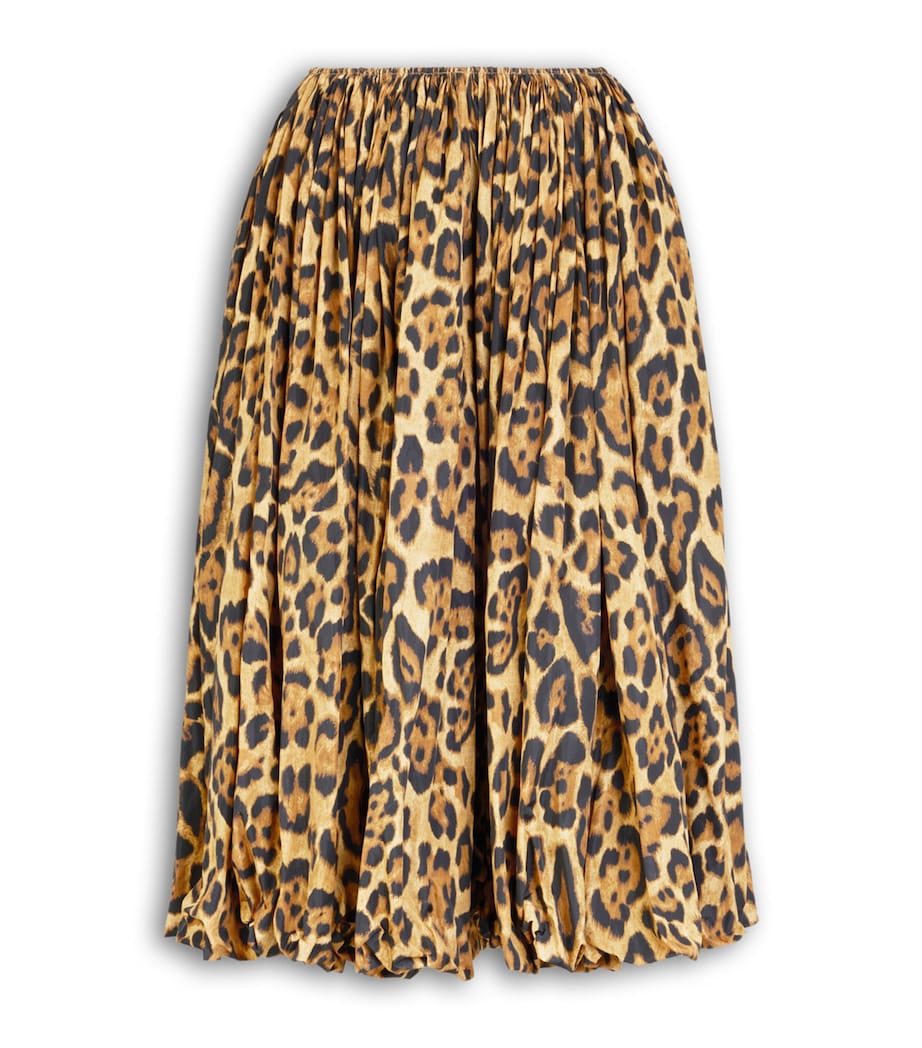 Alaïa Womens Leopard-Print Bubble Midi Skirt Noir/caramel Image 1