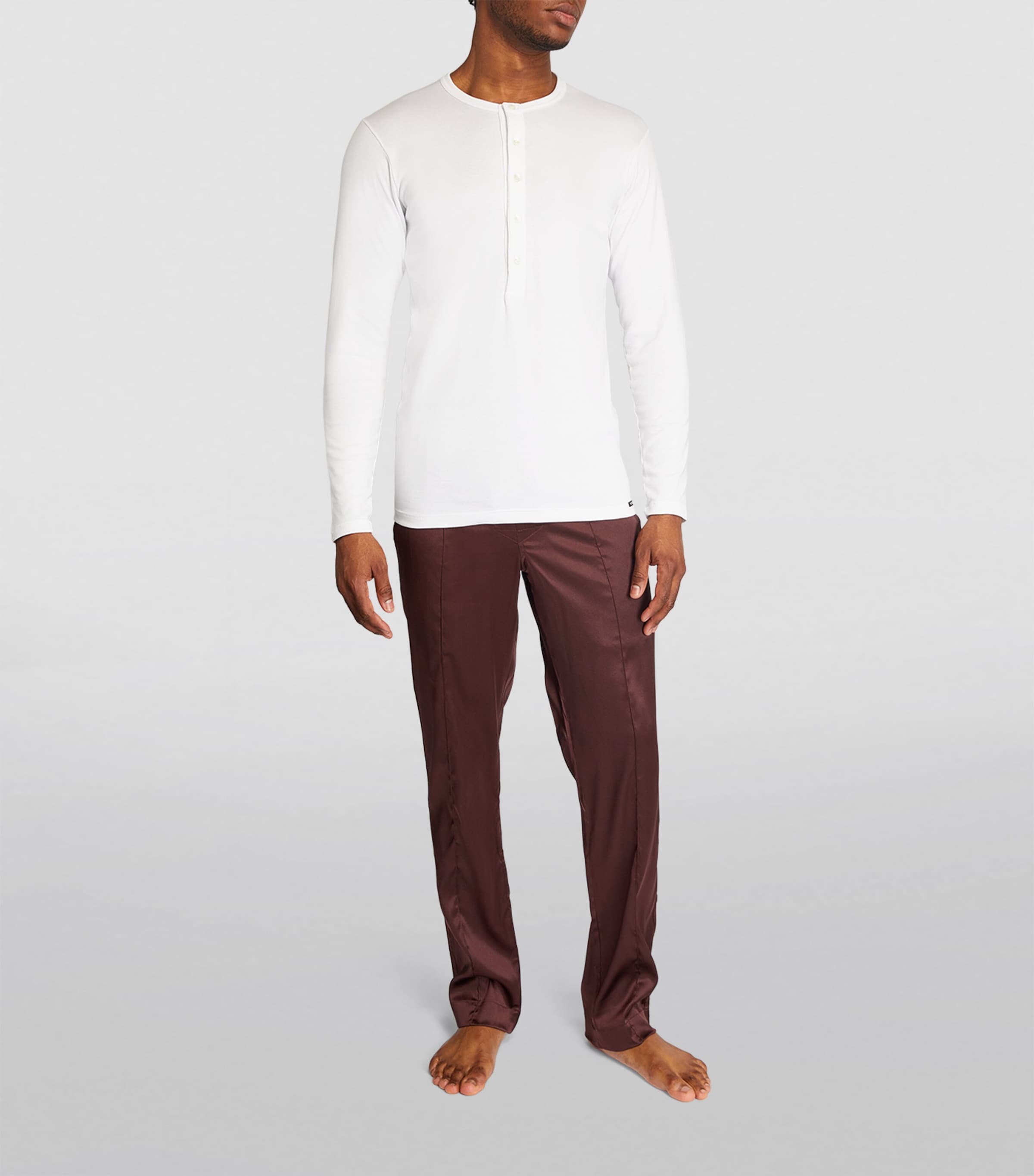 Henley Lounge Shirt 100 WHITE Image 2