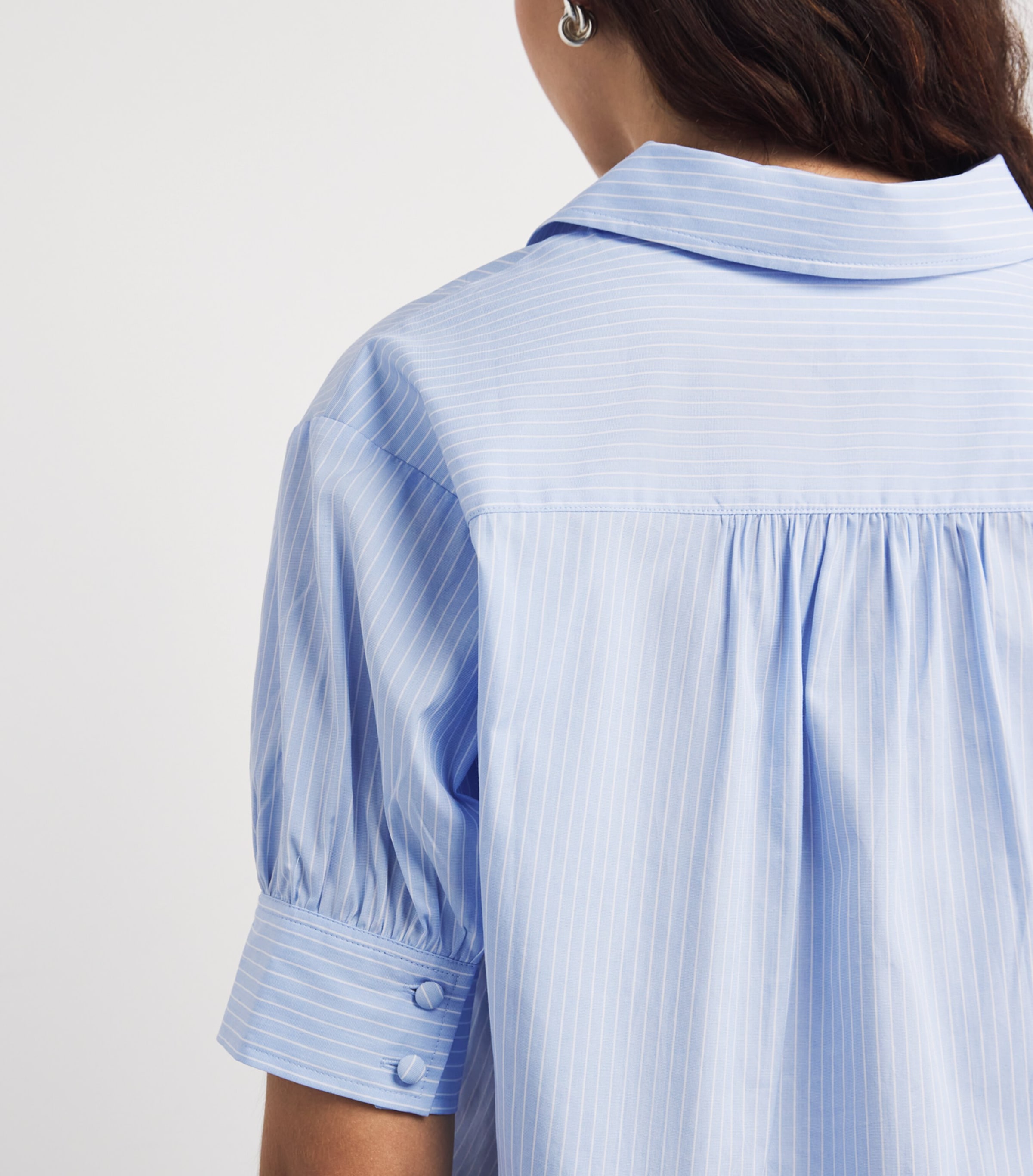 FRAME Womens Stripe The V-Neck Popover Top Venice Blue Multi Image 3