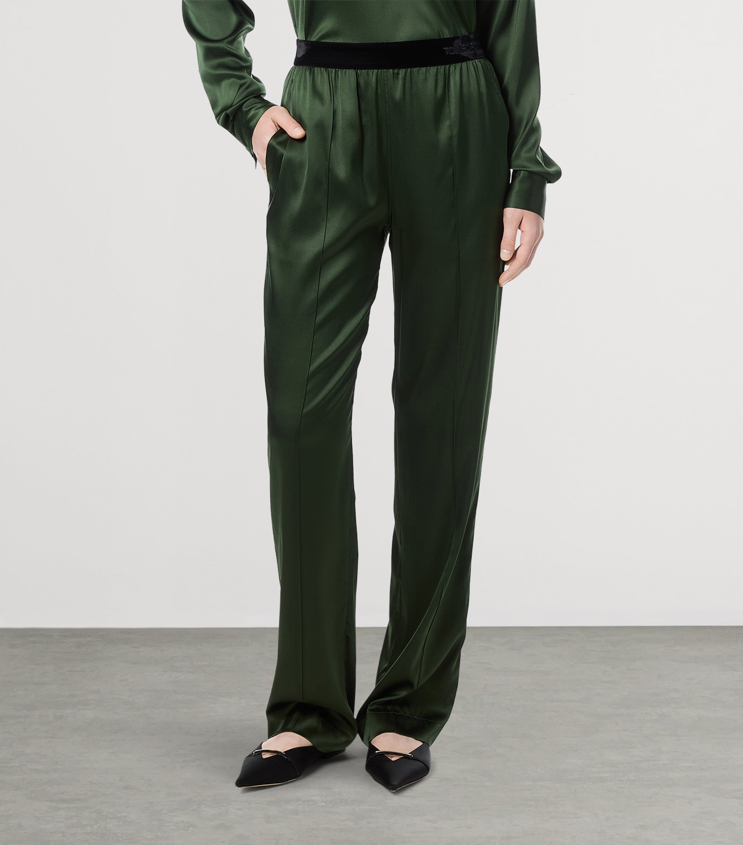 TOM FORD Womens Silk Elasticated Trousers Gca Image 3
