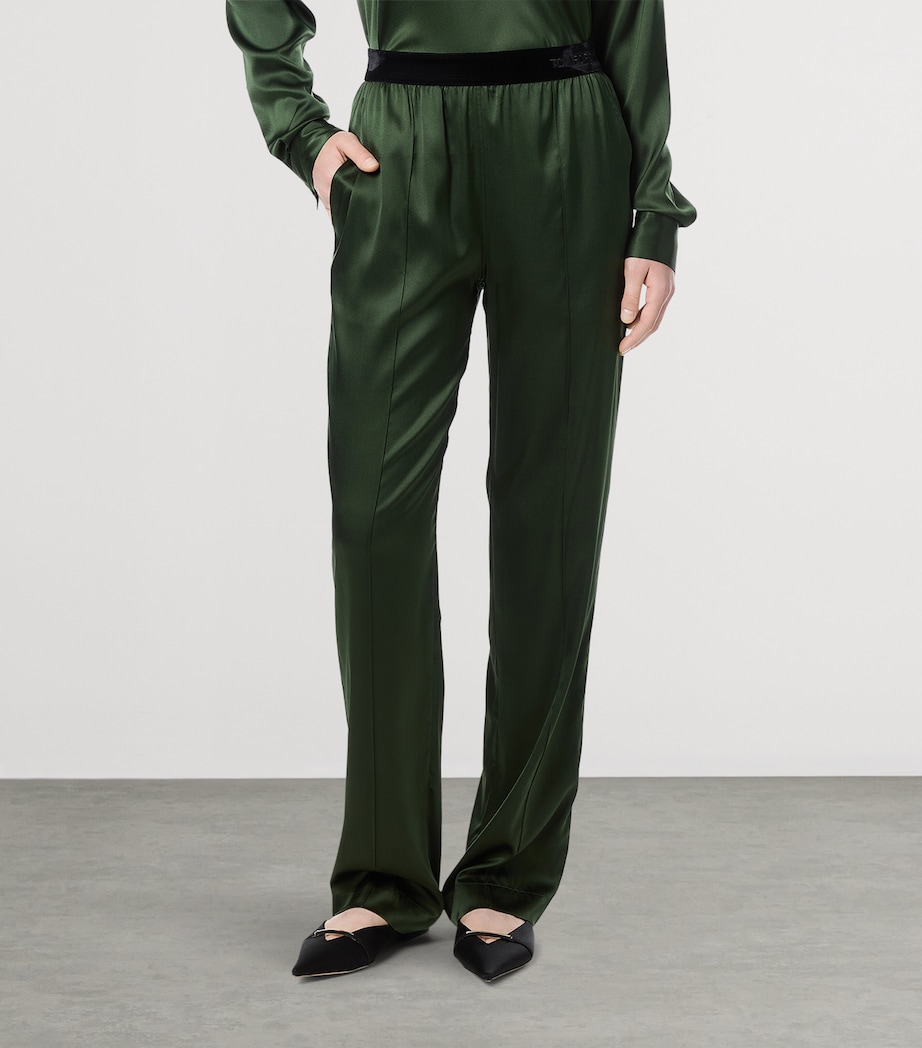 TOM FORD Womens Silk Elasticated Trousers Gca Image 3