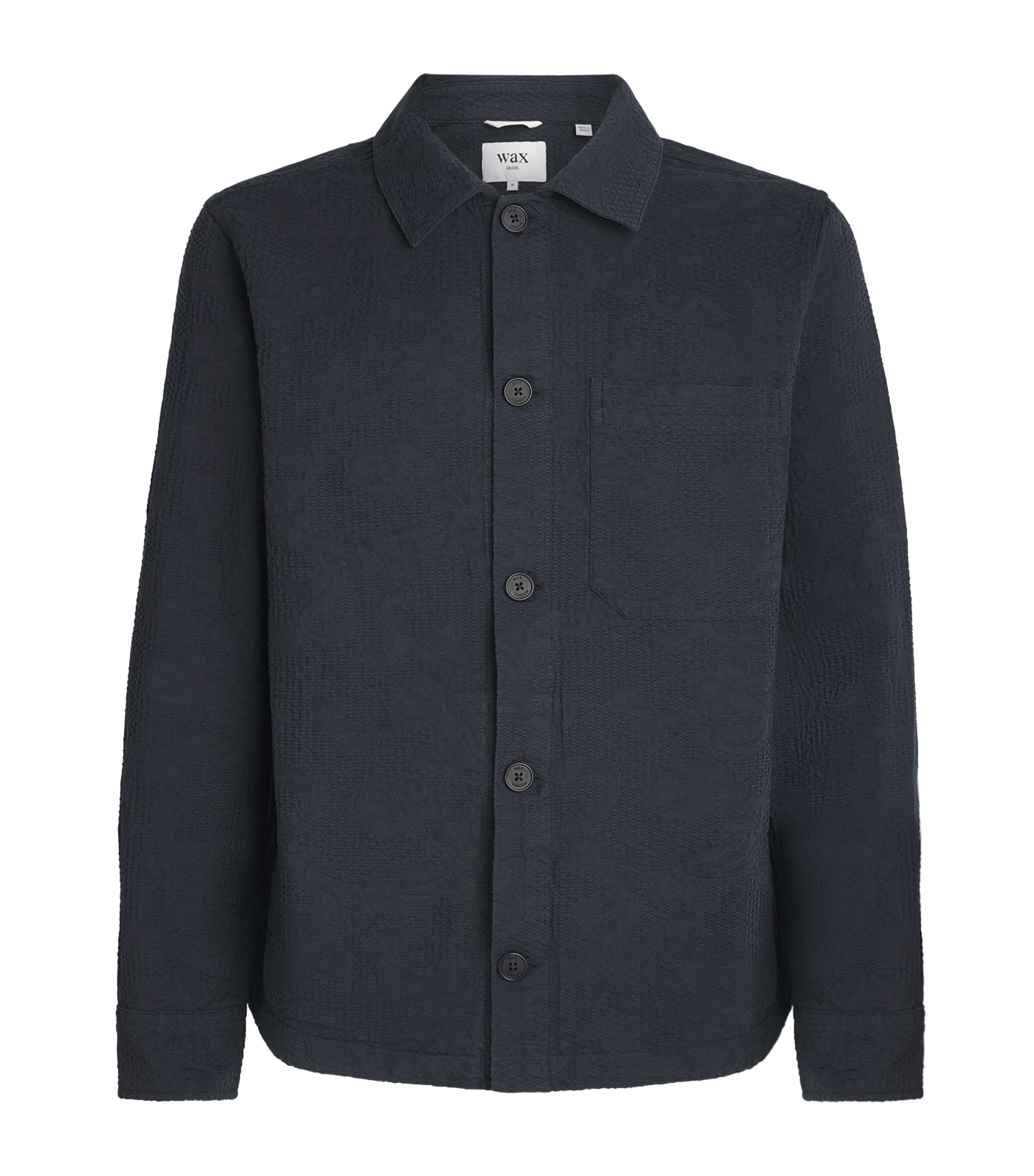 Wax London Mens Cotton Jacquard Rockley Overshirt Navy Image 1