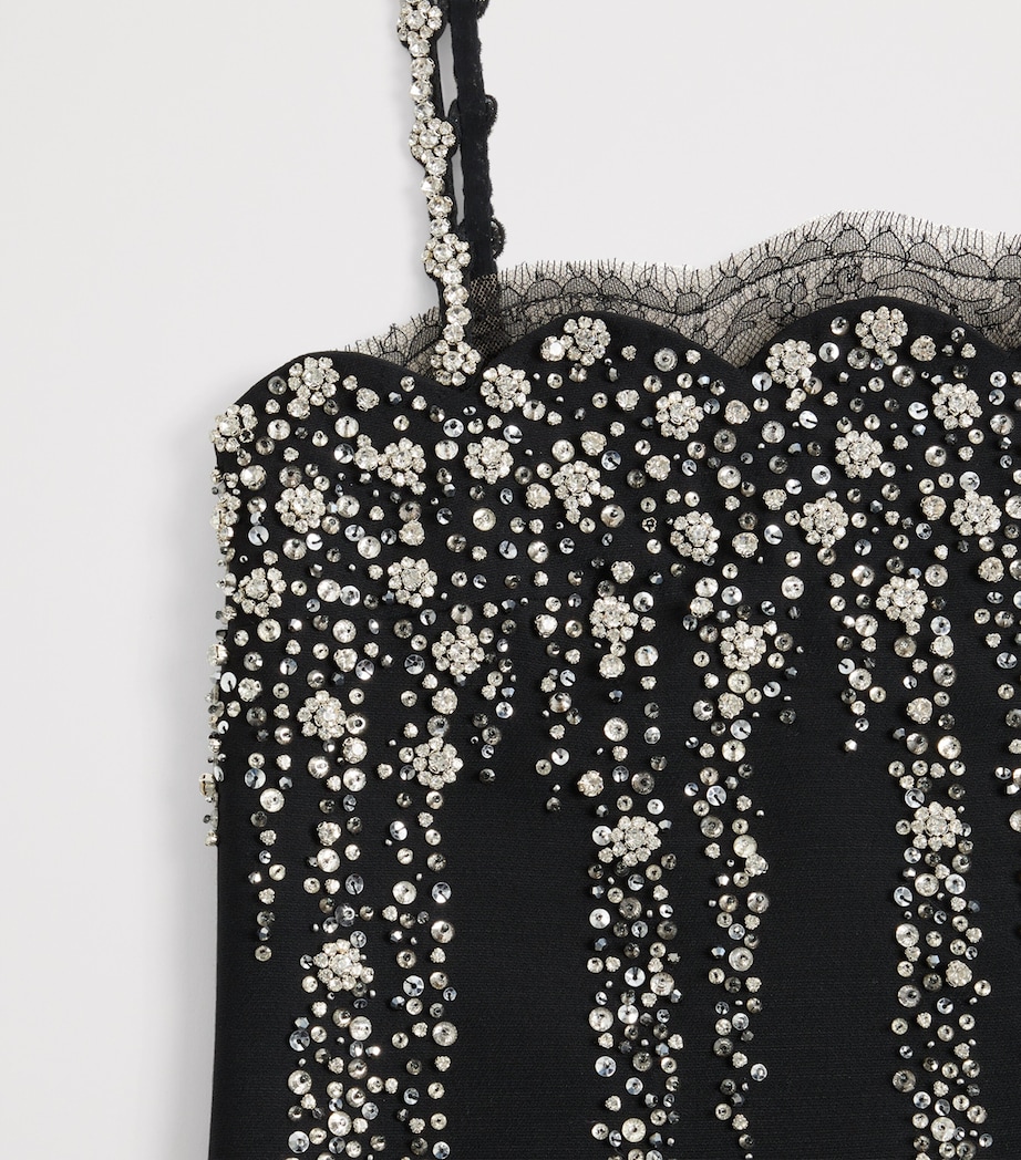 Valentino Womens Virgin Wool-Silk Embellished Mini Dress Nud Image 7
