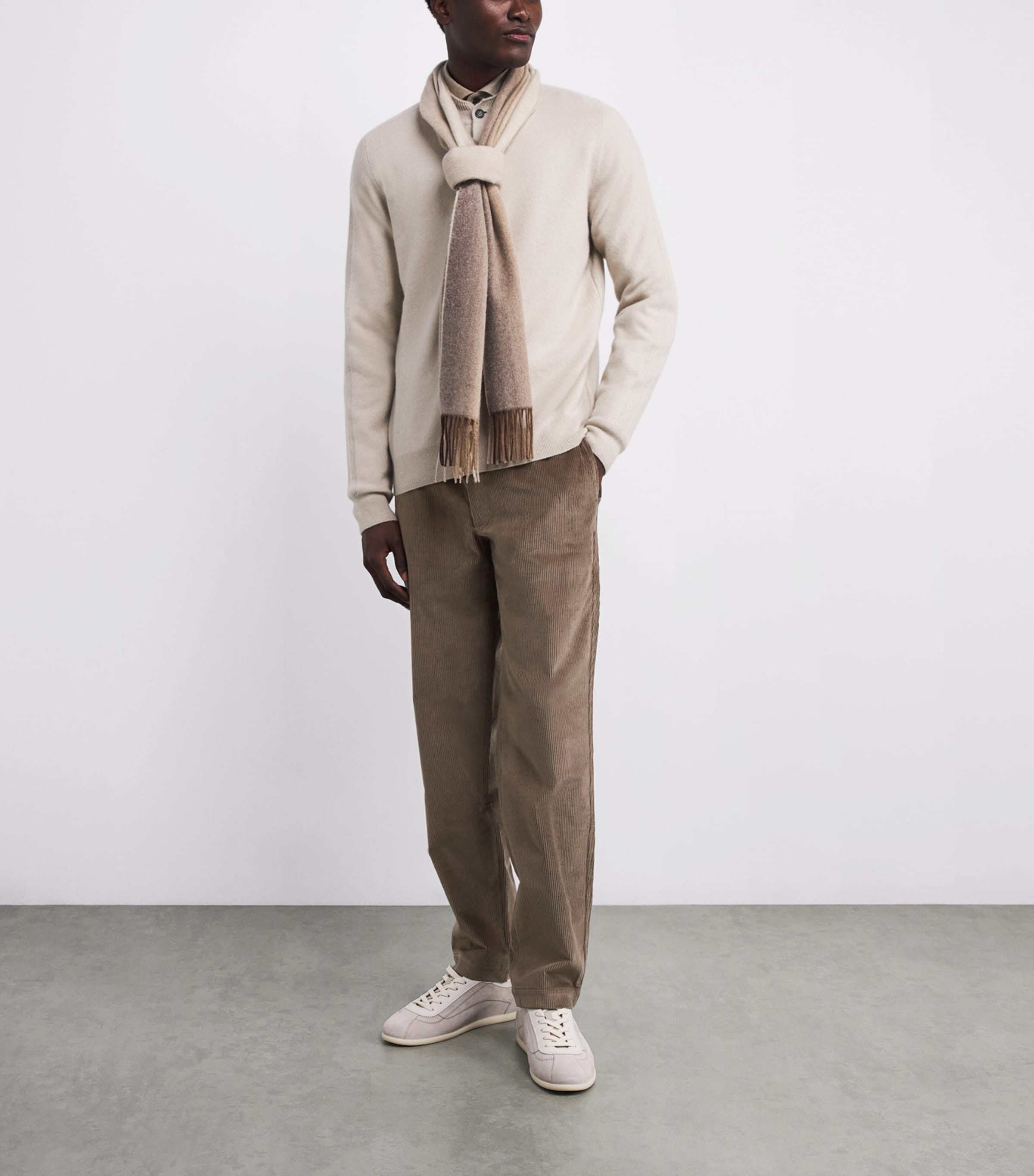 Cotton-Blend Corduroy Drawstring Trousers STEEL GREY N21 Image 2