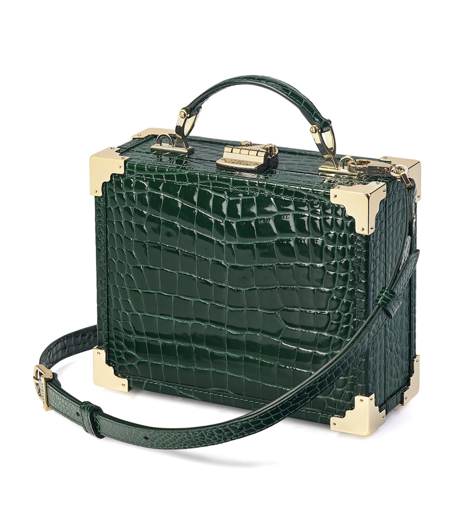 Aspinal Of London Mini Leather Trunk Clutch Bag Green Image 8