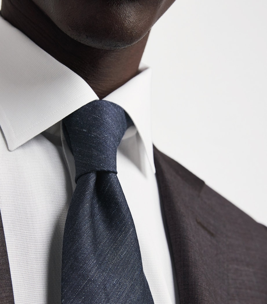 Linen-Silk Tie NAVY BLUE Image 2