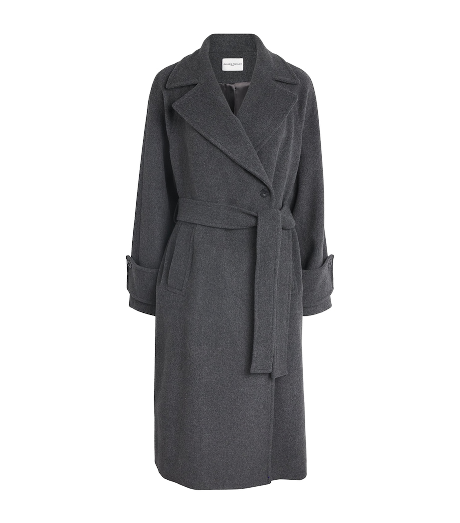 Claudie Pierlot Womens Wool-Blend Belted Coat Gris Image 1