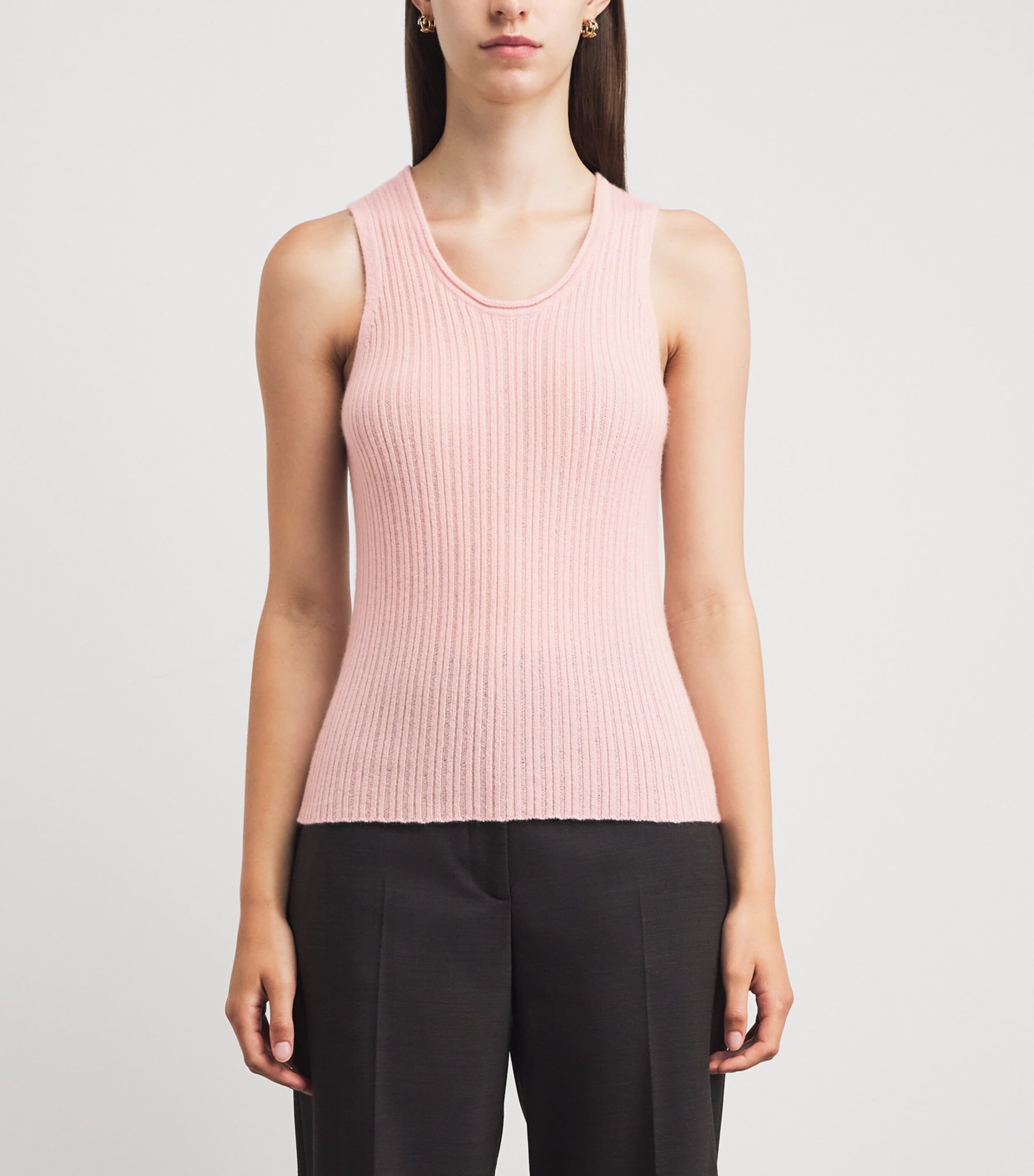Johnstons Of Elgin Womens Cashmere Ribbed Tank Top Highland Rose Image 4