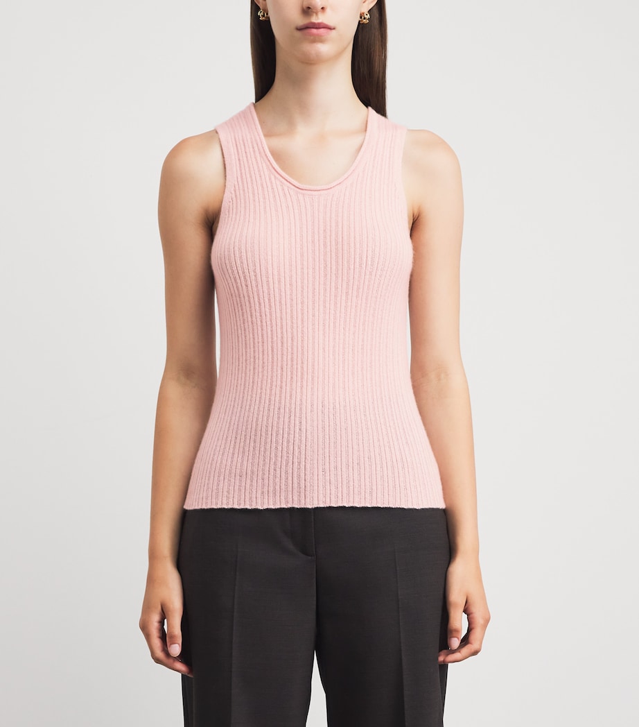 Johnstons Of Elgin Womens Cashmere Ribbed Tank Top Highland Rose Image 4