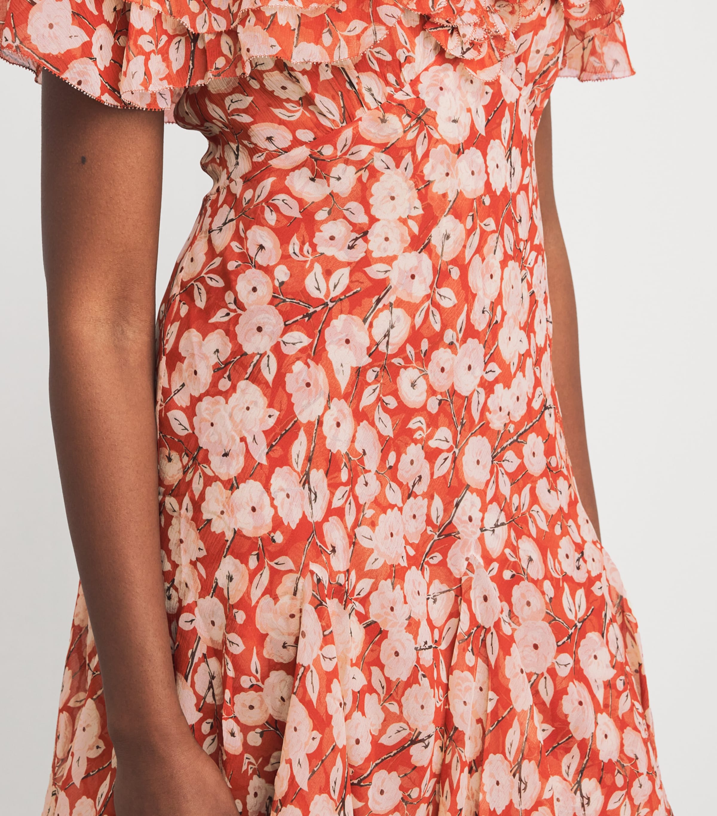 DÔEN Womens Silk Ruffled Alcida Mini Dress Ambridge Rose Image 3