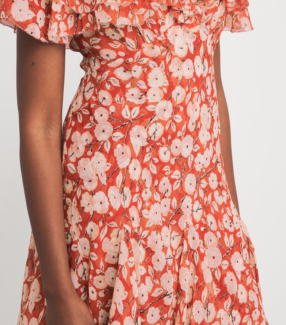 DÔEN Womens Silk Ruffled Alcida Mini Dress Ambridge Rose Image 3