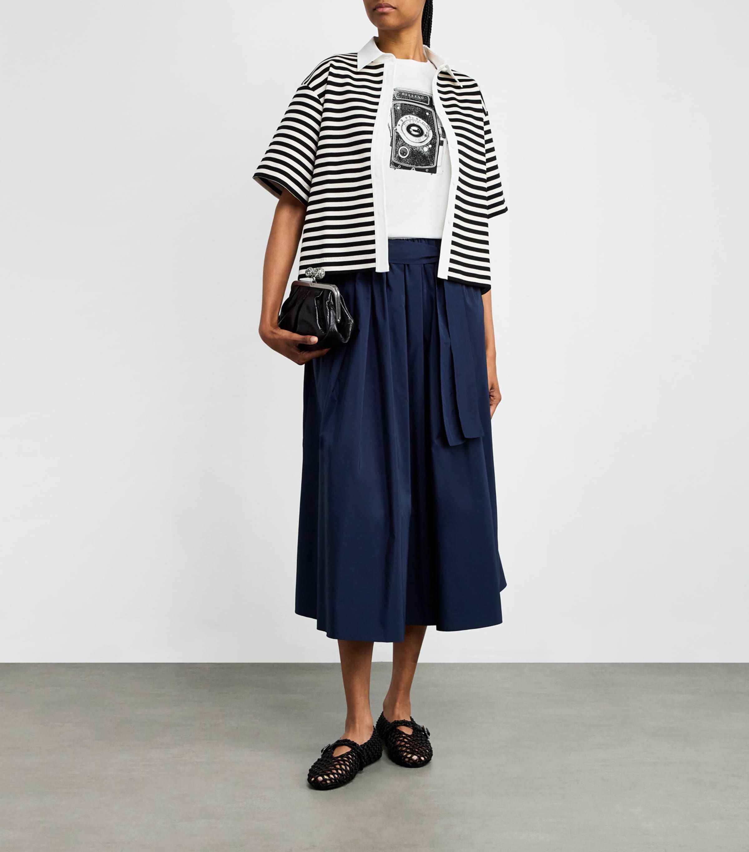 Cotton Camera Print T-Shirt WHITE Image 2